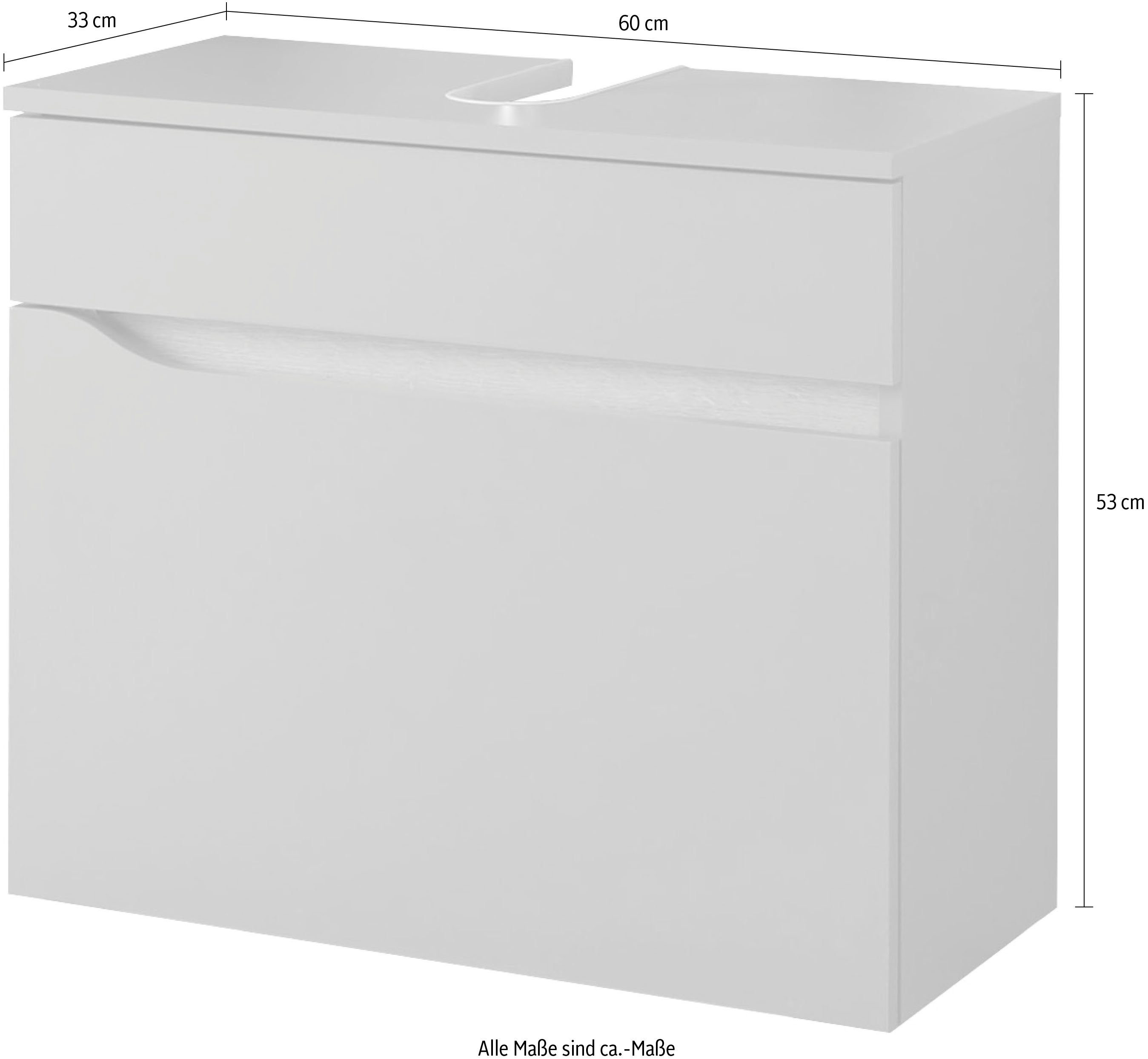 Saphir Wastafelonderkast Quickset onderkast, 60 cm breed, 1 lade Wastafelonderkast met sifonuitsparing, zonder wasbak, greeploos