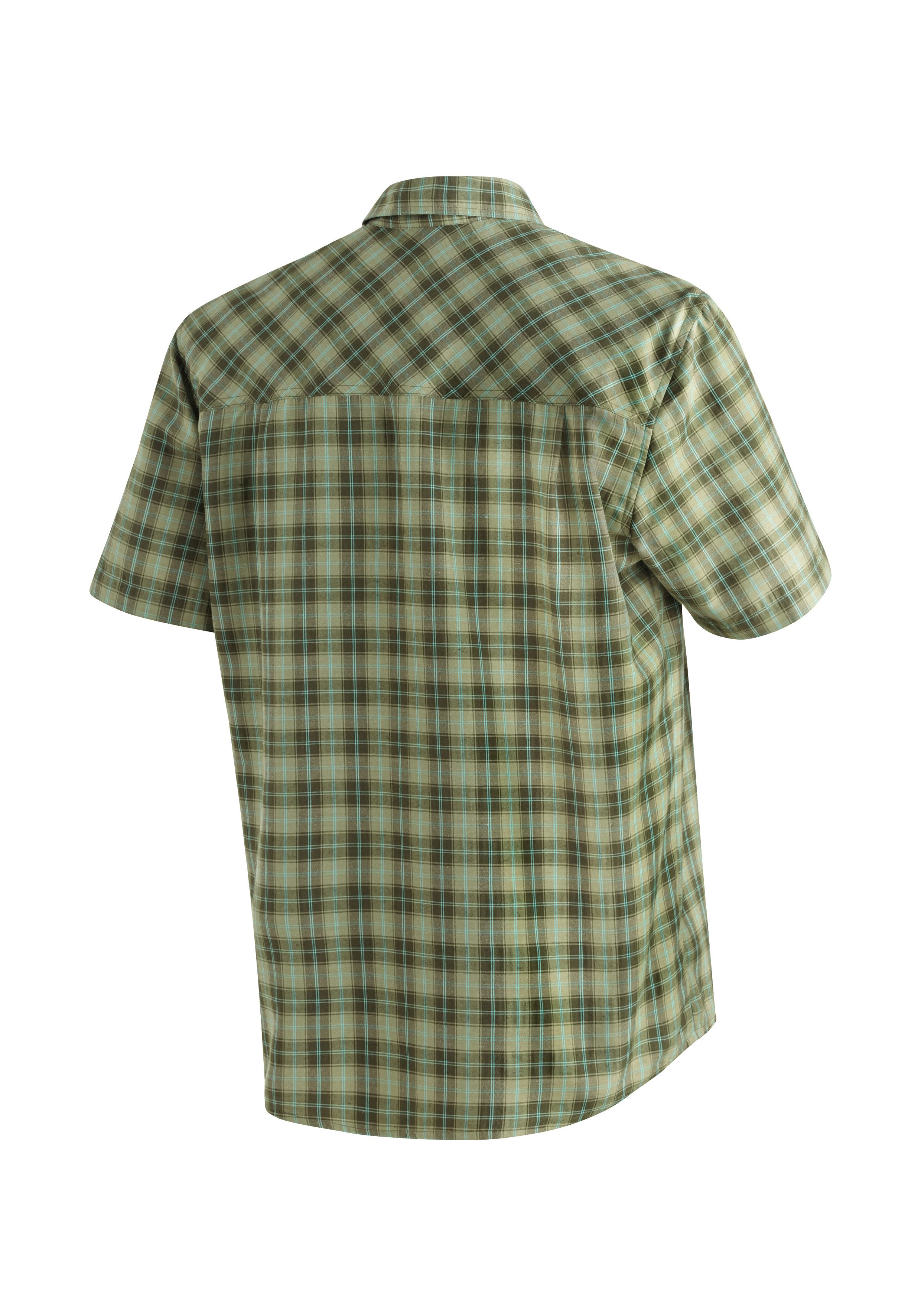 Maier Sports Functioneel shirt Mauro Geruite overhemd met korte mouwen voor wandelen, reizen en vrije tijd
