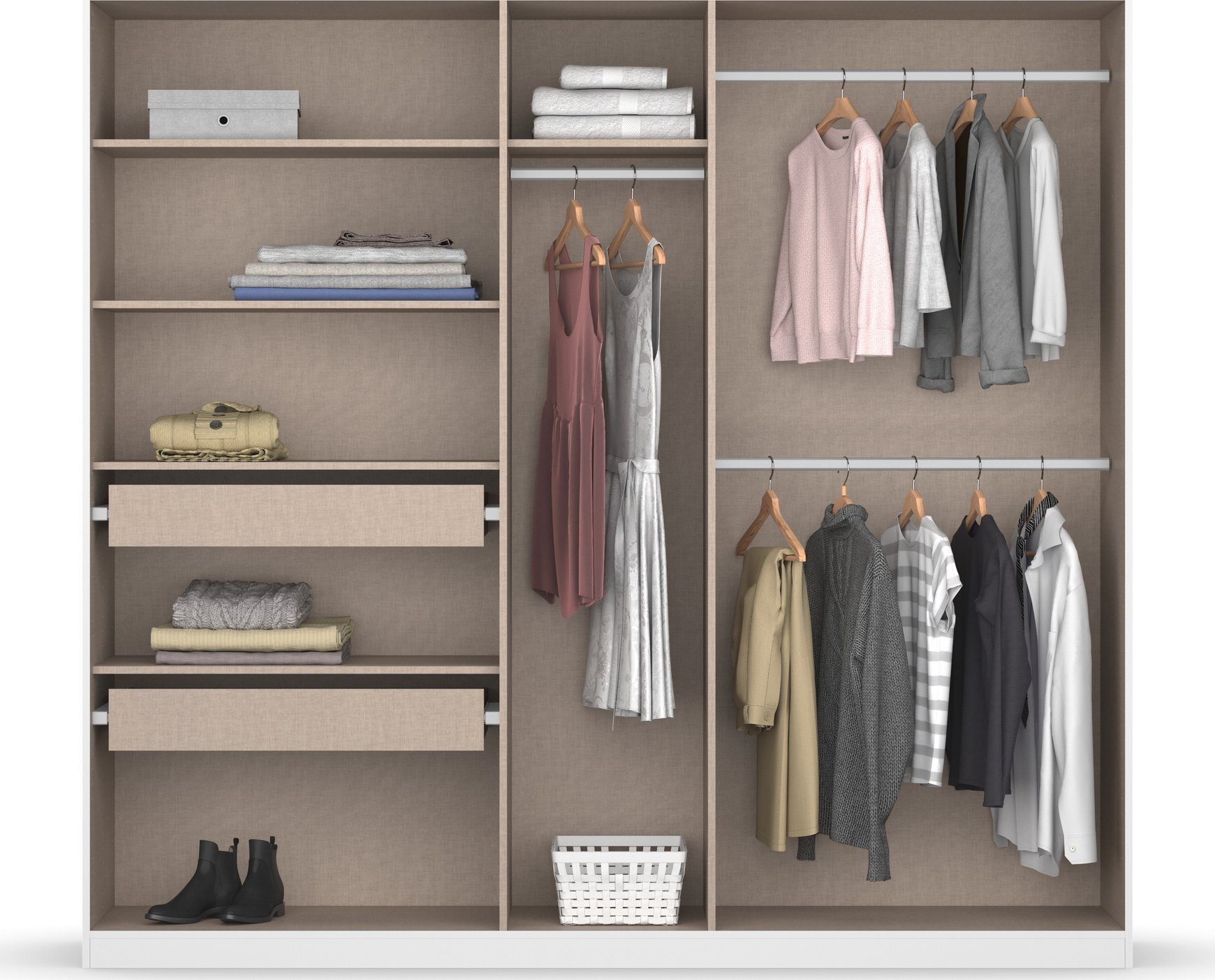 rauch Draaideurkast Kledingkast kast garderobe KOLUNA met decor-front inclusief 2 binnenladen en extra legplanken made in germany