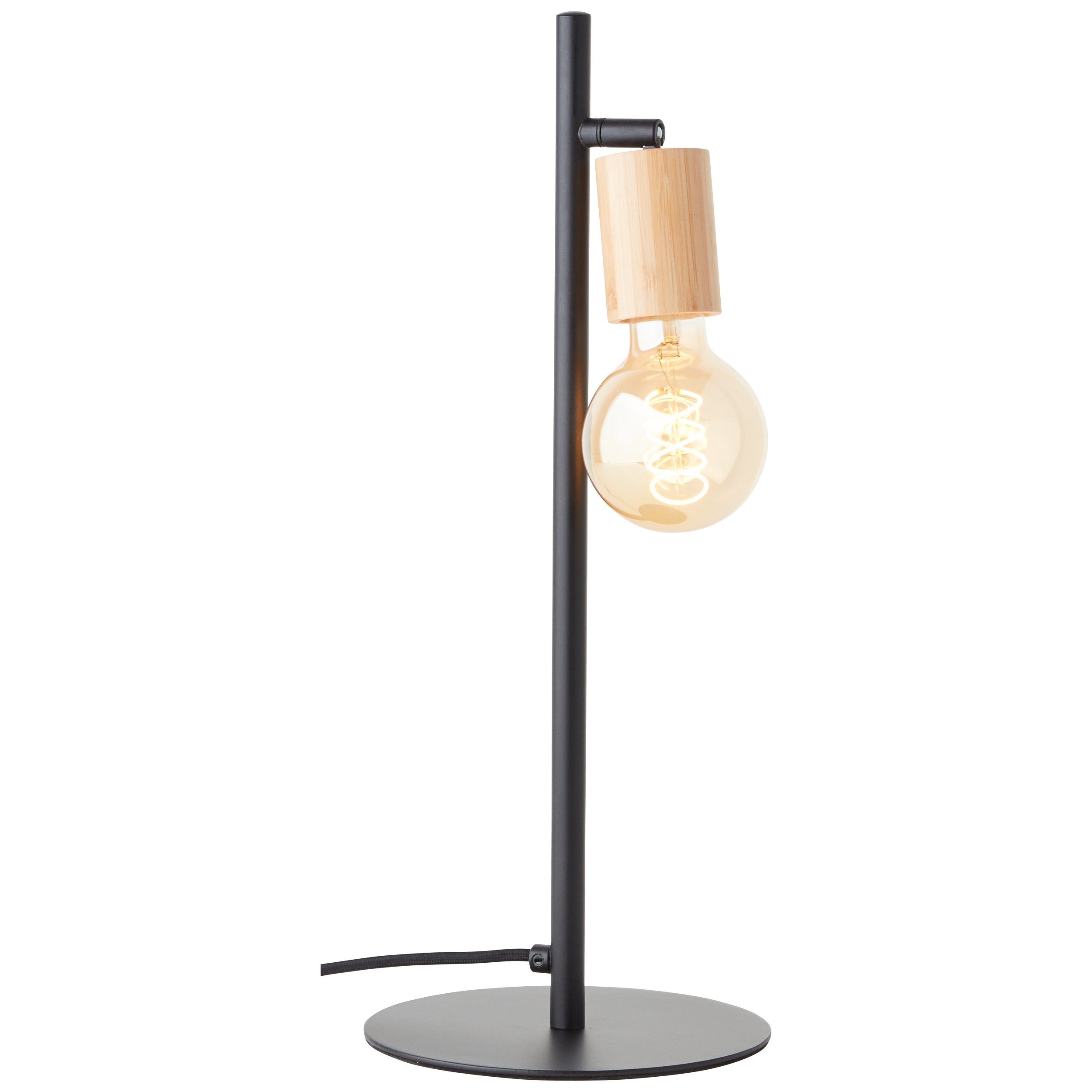 Brilliant Leuchten Tafellamp Tiffany Hoogte 45 cm, E27, metaal/bamboe, zwart mat/natuur