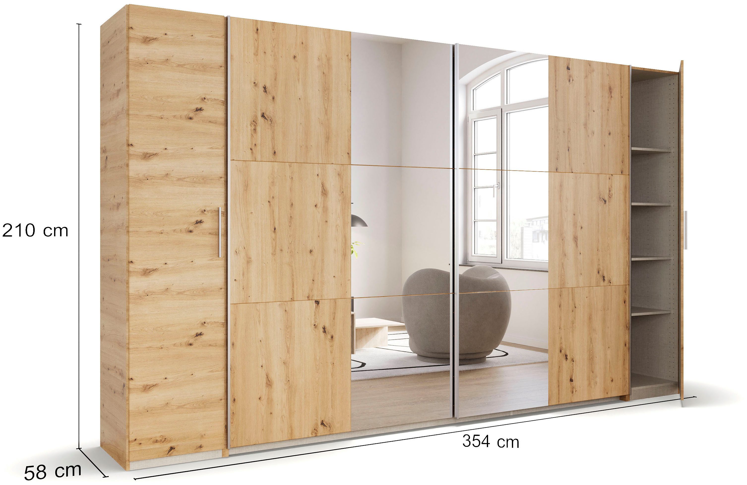 rauch Zweefdeurkast Kledingkast draaideurkast kast garderobe KRONACH TOPSELLER met draaideuren en schuifdeuren en spiegels, veel planken made in germany