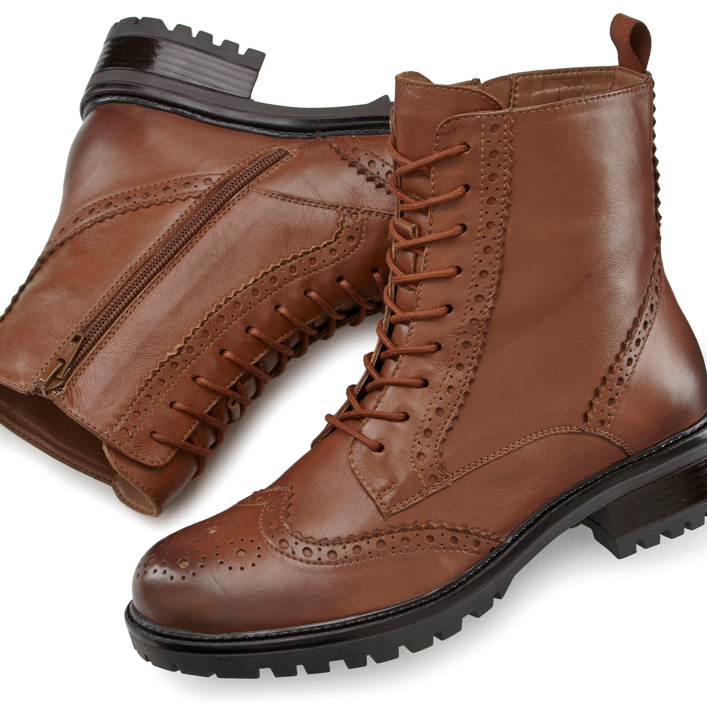 Lascana Veterschoenen Veterschoen, enkellaarsjes, leer, veters en rits