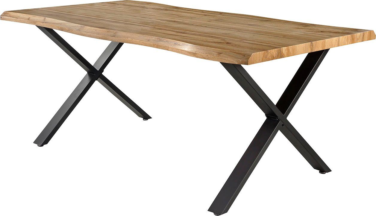 Jockenhöfer Gruppe Eettafel Marita 180 x 100 cm gebogen boomstam look en zwart onderstel eettafels
