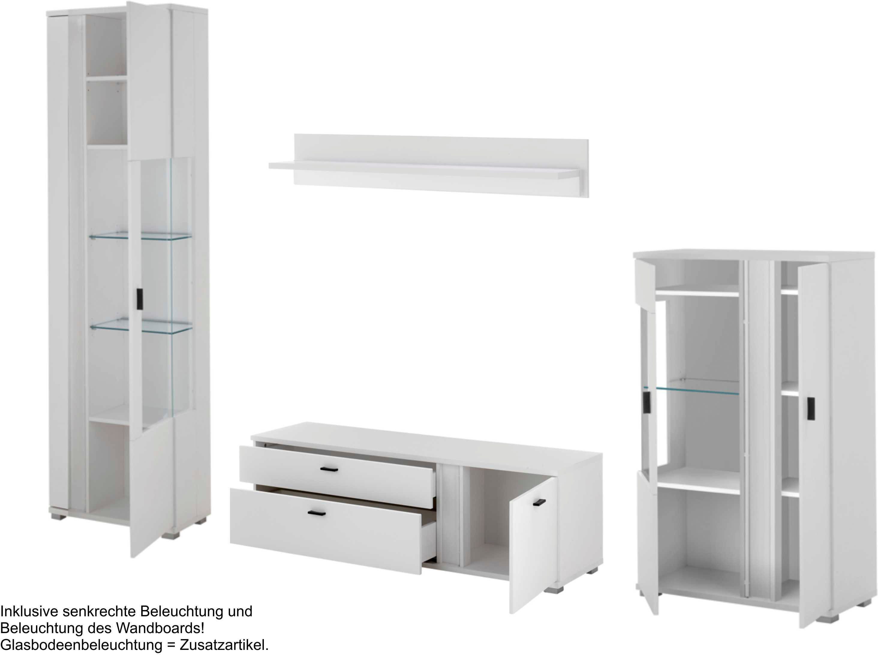 INOSIGN Wandmeubel Long Island in moderne trendkleur, inclusief verticale verlichting, breedte 305 cm (set, 4-delig)