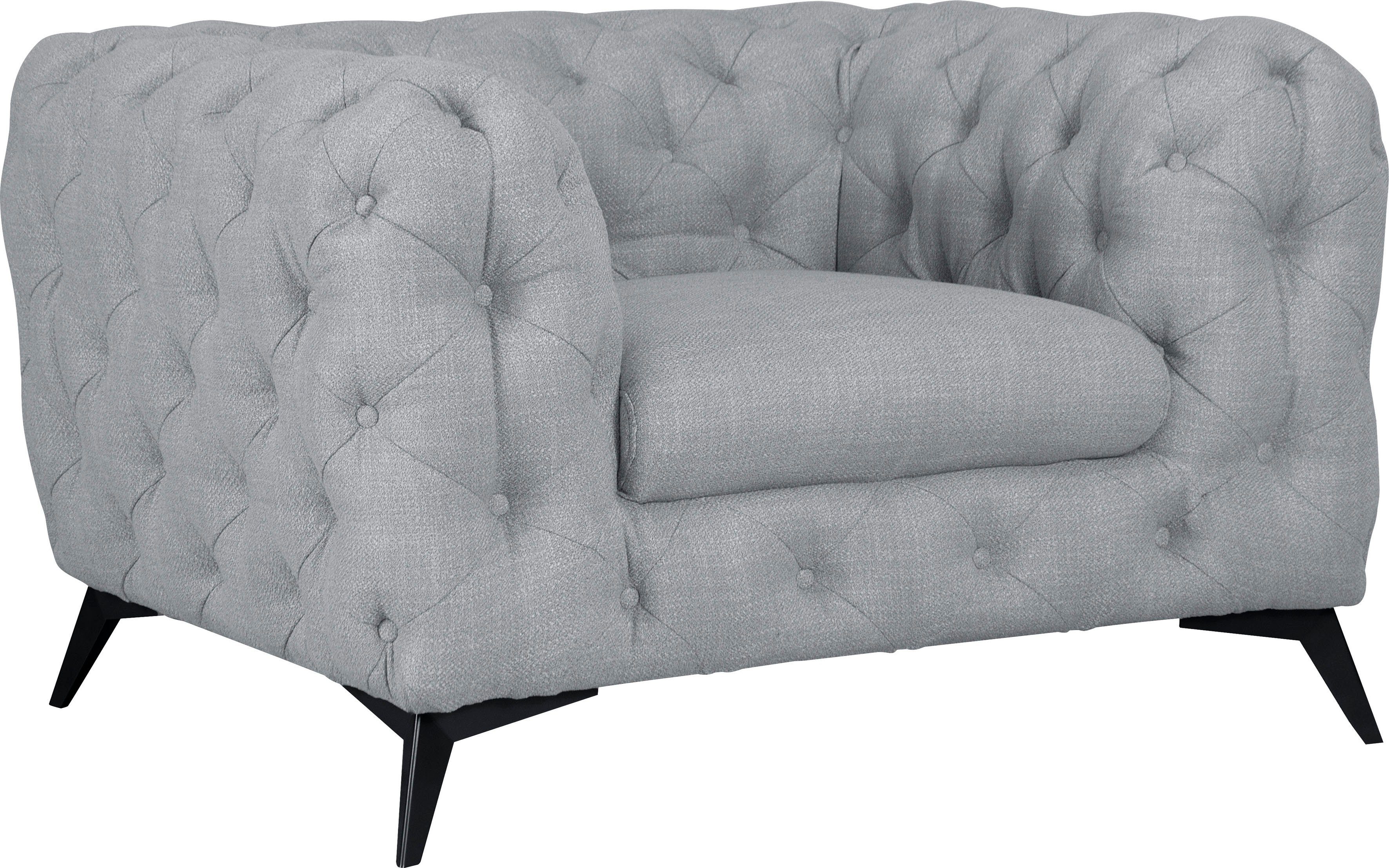 Leonique Chesterfield-fauteuil Glynis Fauteuil luxueuze capitonnage, moderne chesterfield look, kleur van de poten ter keuze