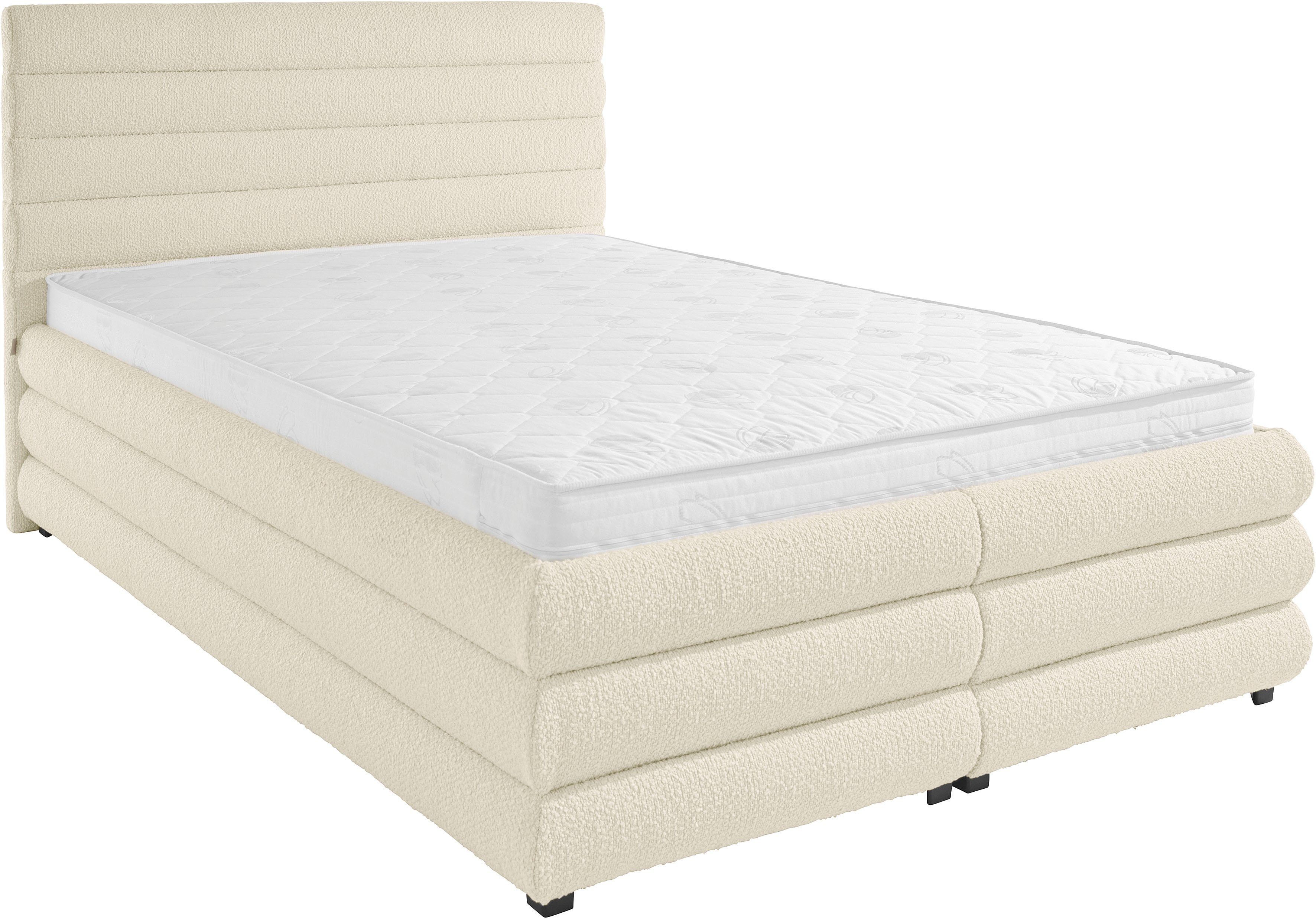 LeGer Home by Lena Gercke Gestoffeerd bed Maylis bouclé naar keuze met en zonder matras en lattenbodem, ook in 200 cm breedte