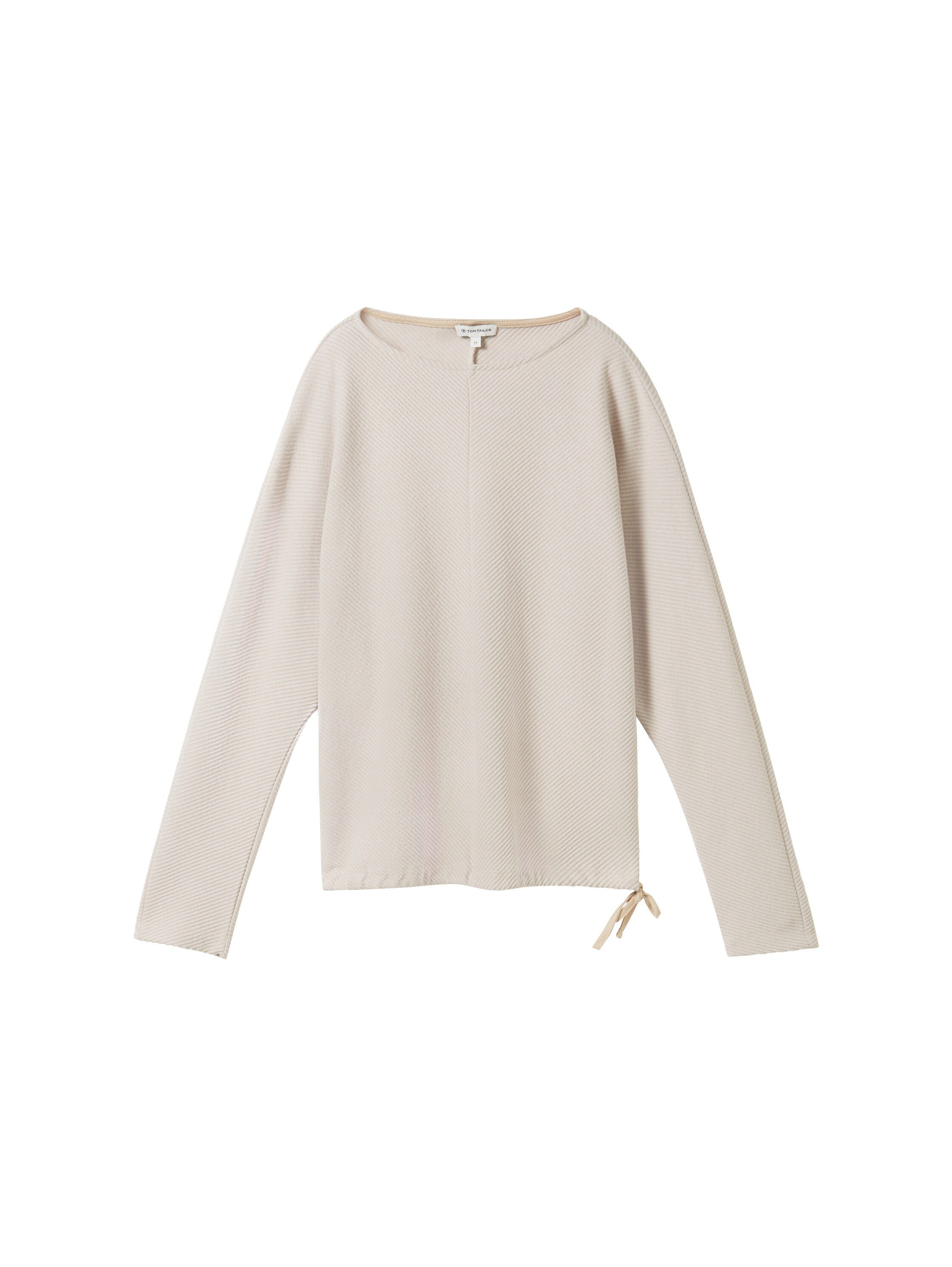 Tom Tailor Shirt met vleermuismouwen met ronde halslijn en structuur-look