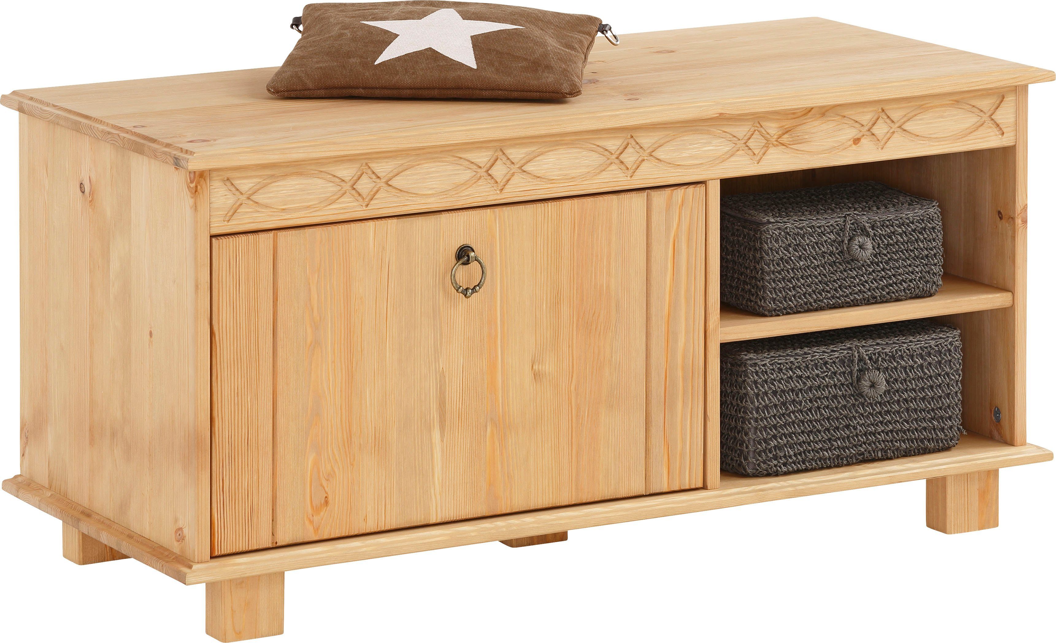 Home affaire Schoenenbank Indra van massief dennenhout, fsc®, breedte 90 cm, discreet ornament
