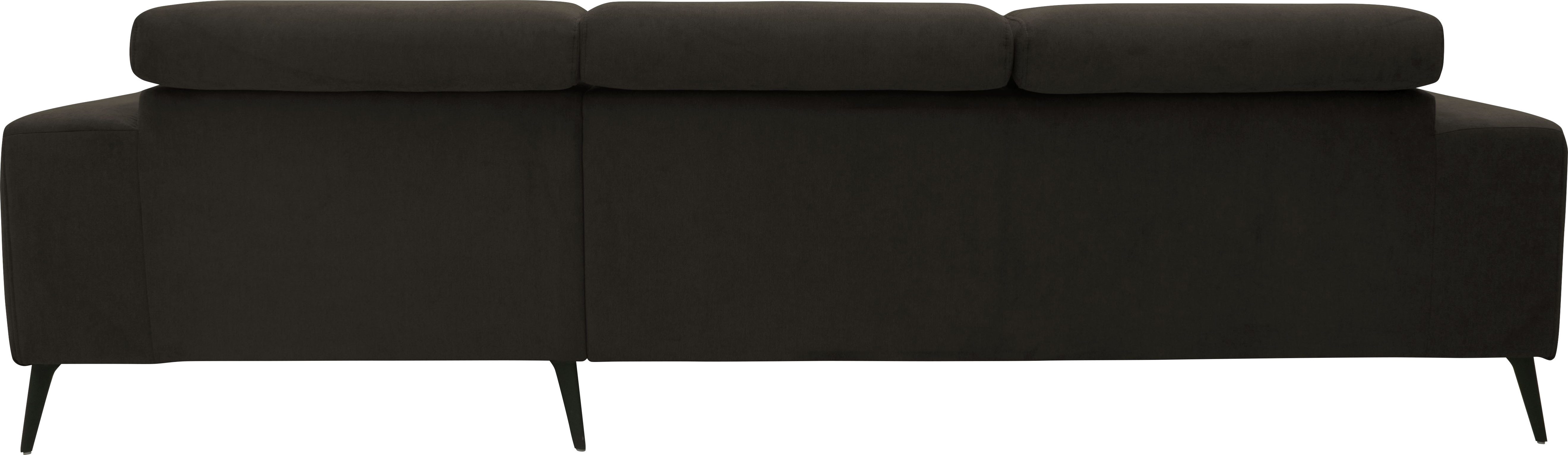 DOMO collection Hoekbank Trento L-vorm, met sledevoet of enkele voet naar keuze met verstelbare hoofdsteun, récamier links/rechts bestelbaar