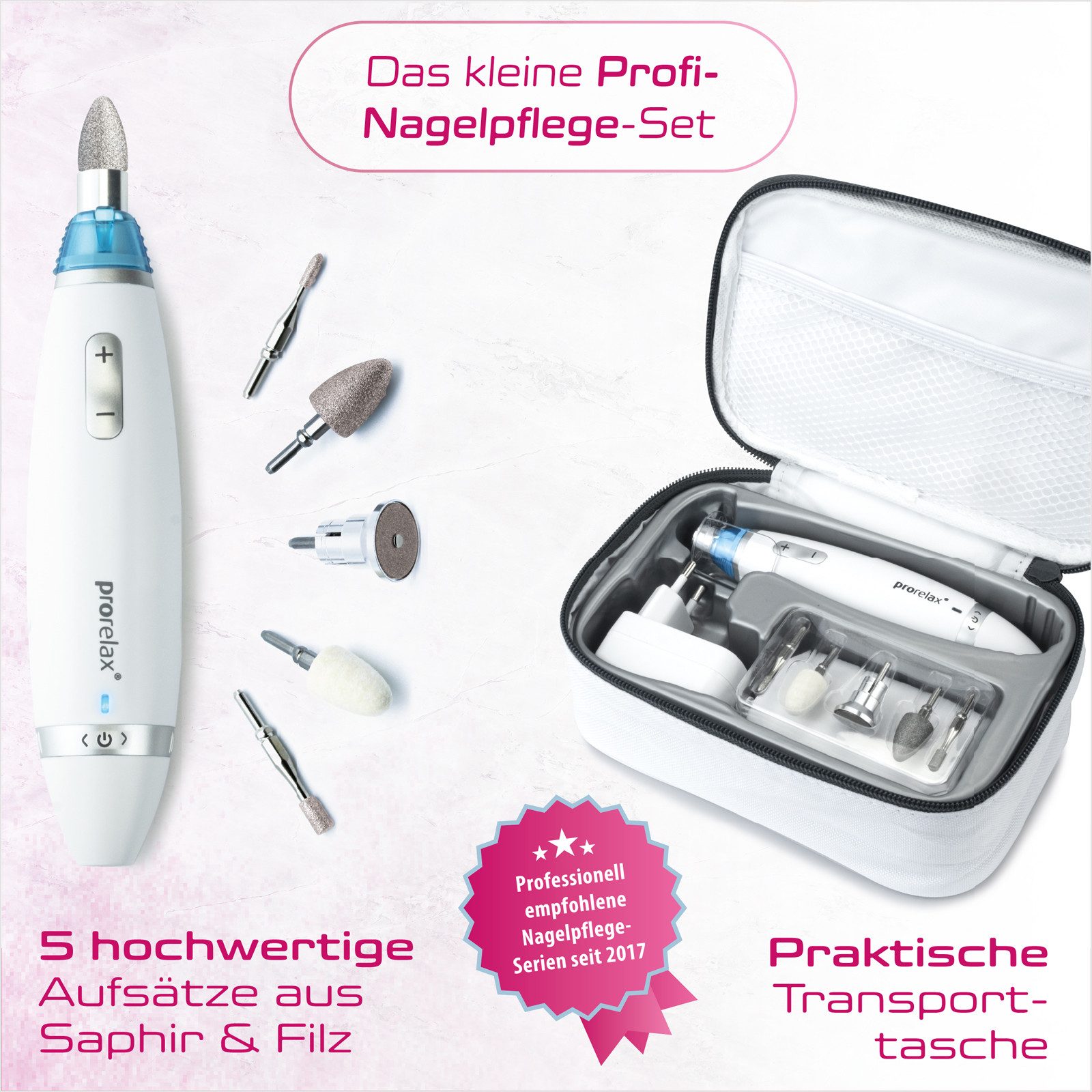 prorelax Manicure-/pedicureset 41540 Perfect 5 opzetstukken, met opbergtas