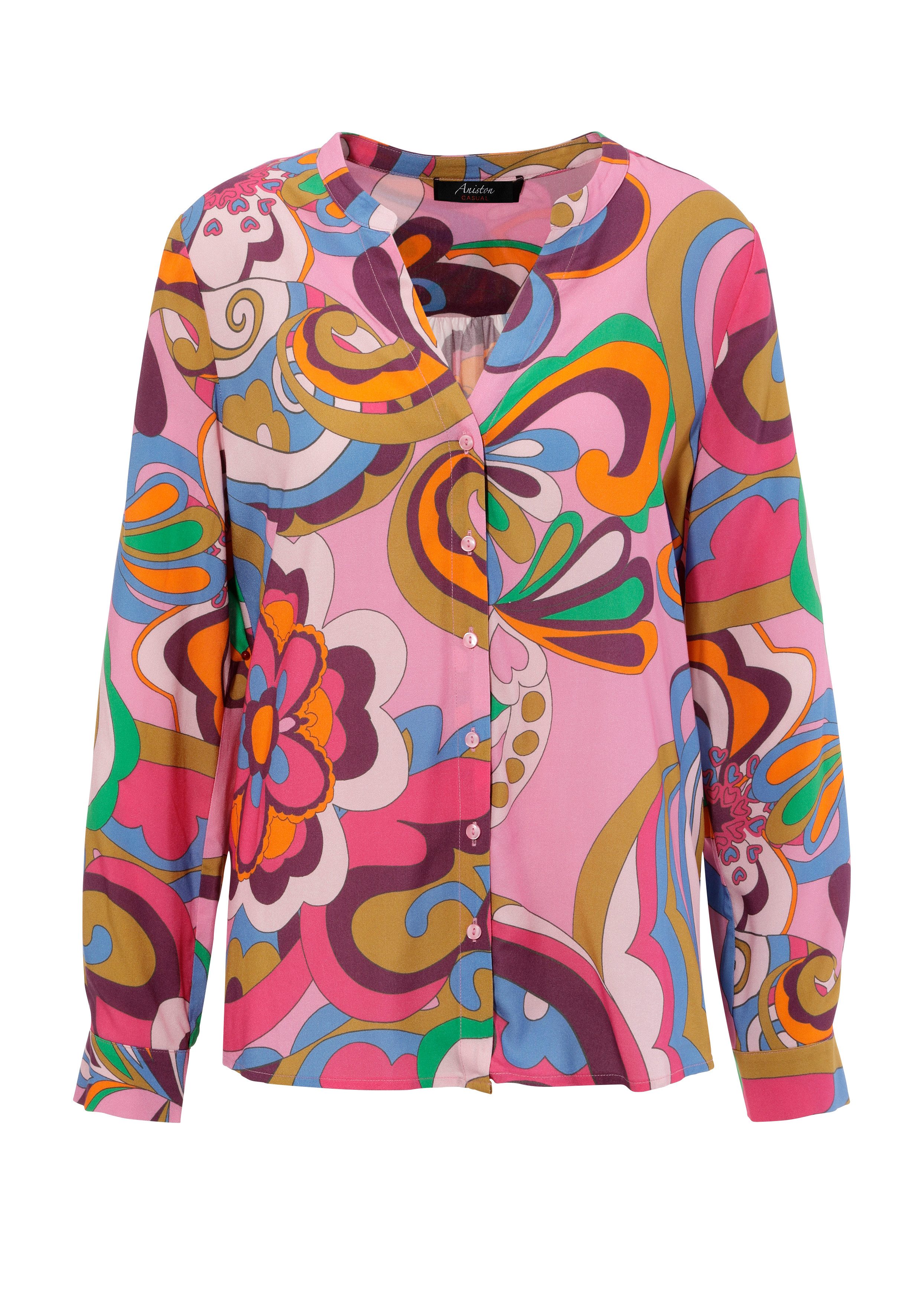 Aniston CASUAL Blouse met lange mouwen met kleurrijke, grootformaat print - nieuwe collectie
