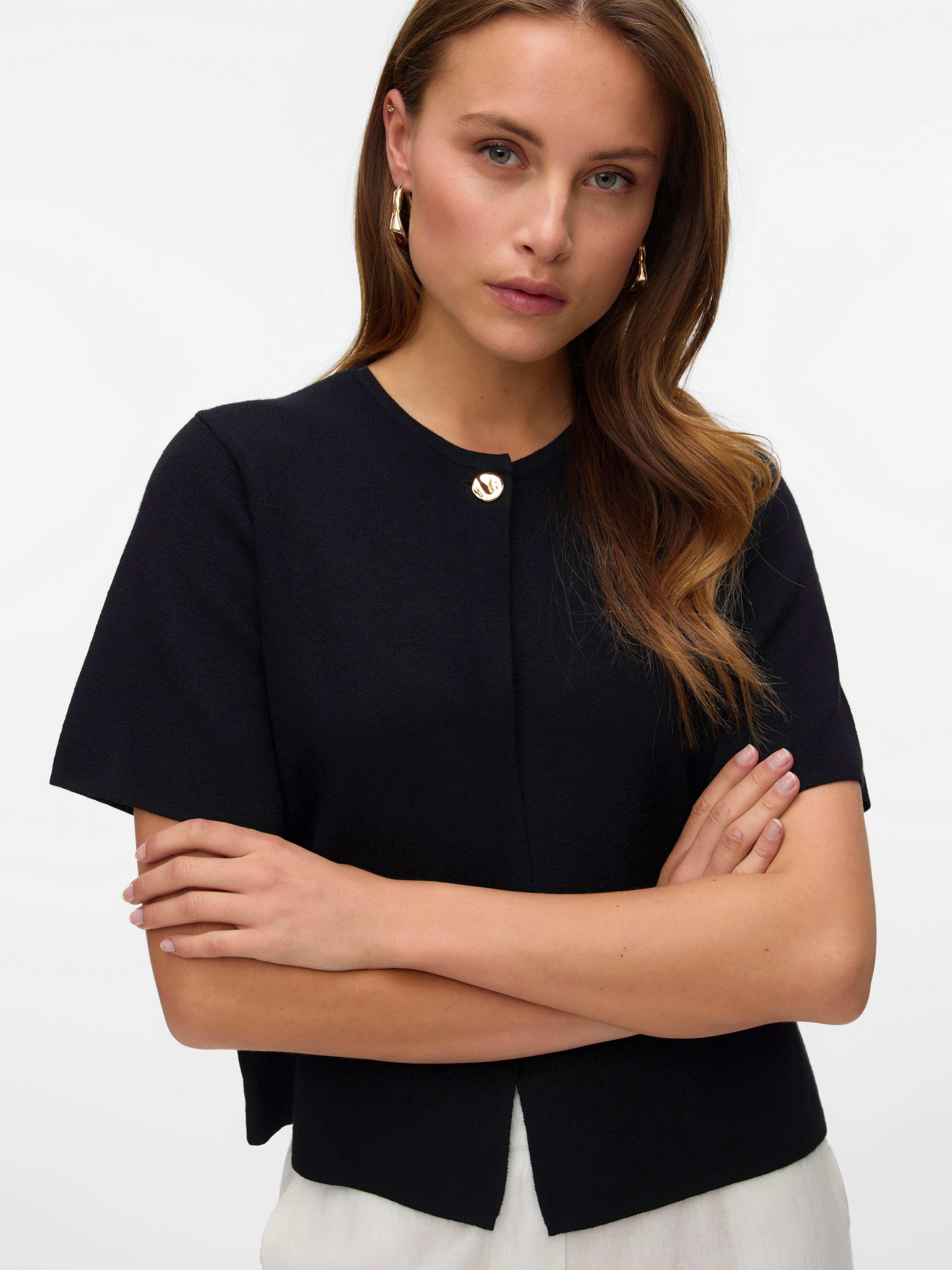 Vero Moda Vest VMGOLD SS O-NECK ONE BUTTON CARDIGAN