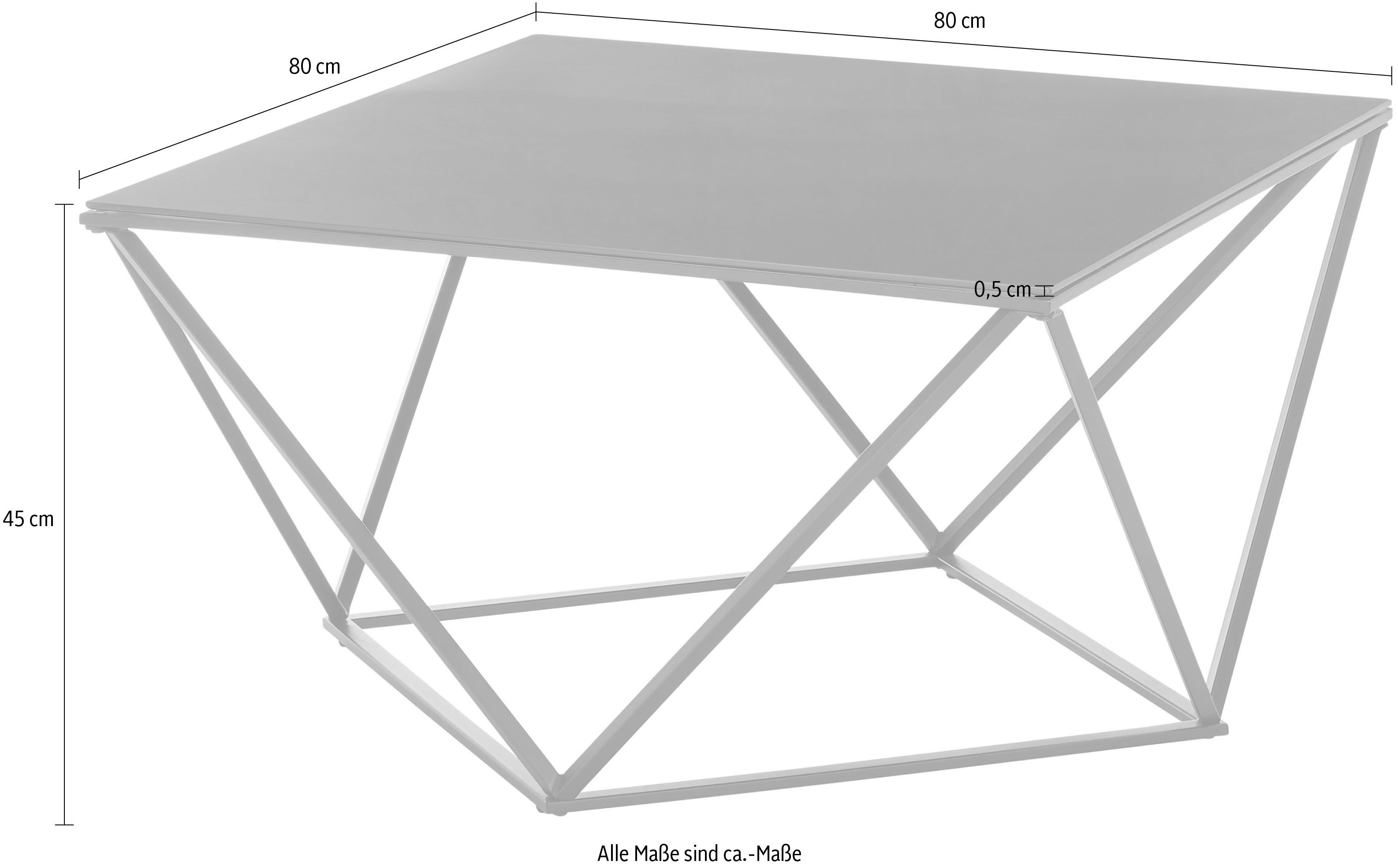Stolkom Salontafel Senta glazen tafel vierkant zwart, moderne tafel BxHxD 80x45x80 cm