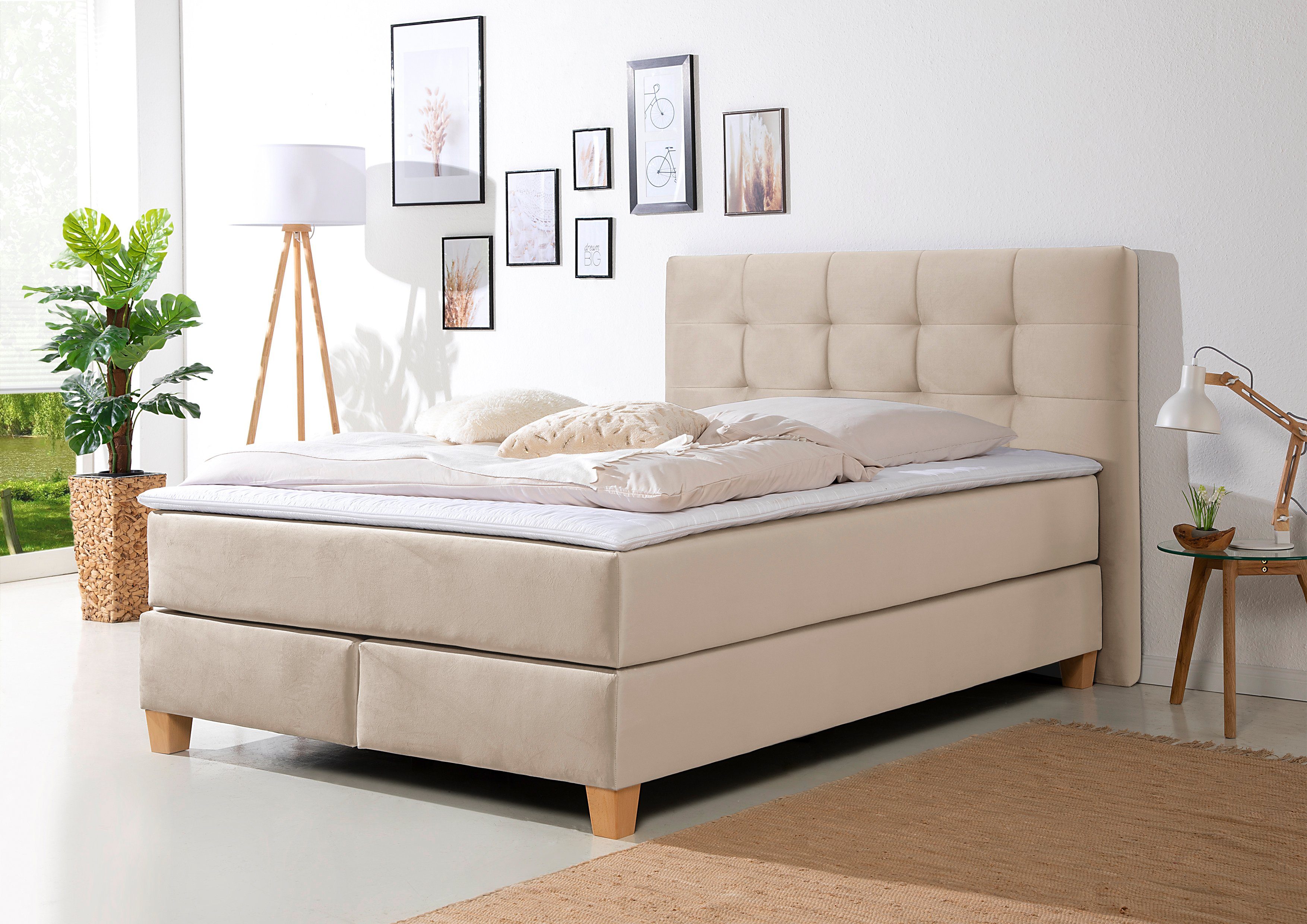 Home affaire Boxspring Moulay incl. topmatras, in extra lang 220 cm, 3 hardheden, ook in h4