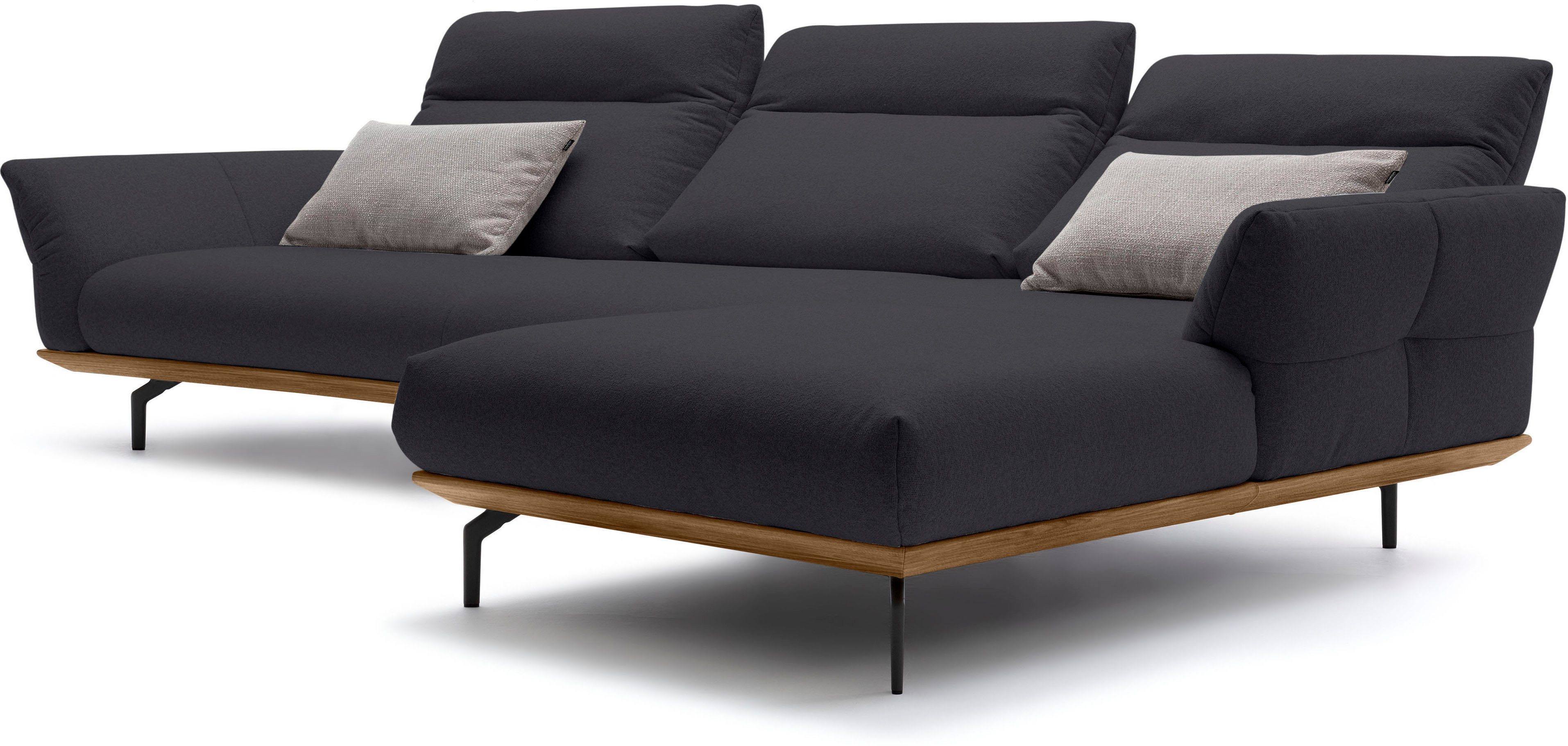 Creation BY ROLF BENZ Hoekbank CR.460 Sokkel in walnotenhout, onderstel in umbra grijs, breedte 338 cm