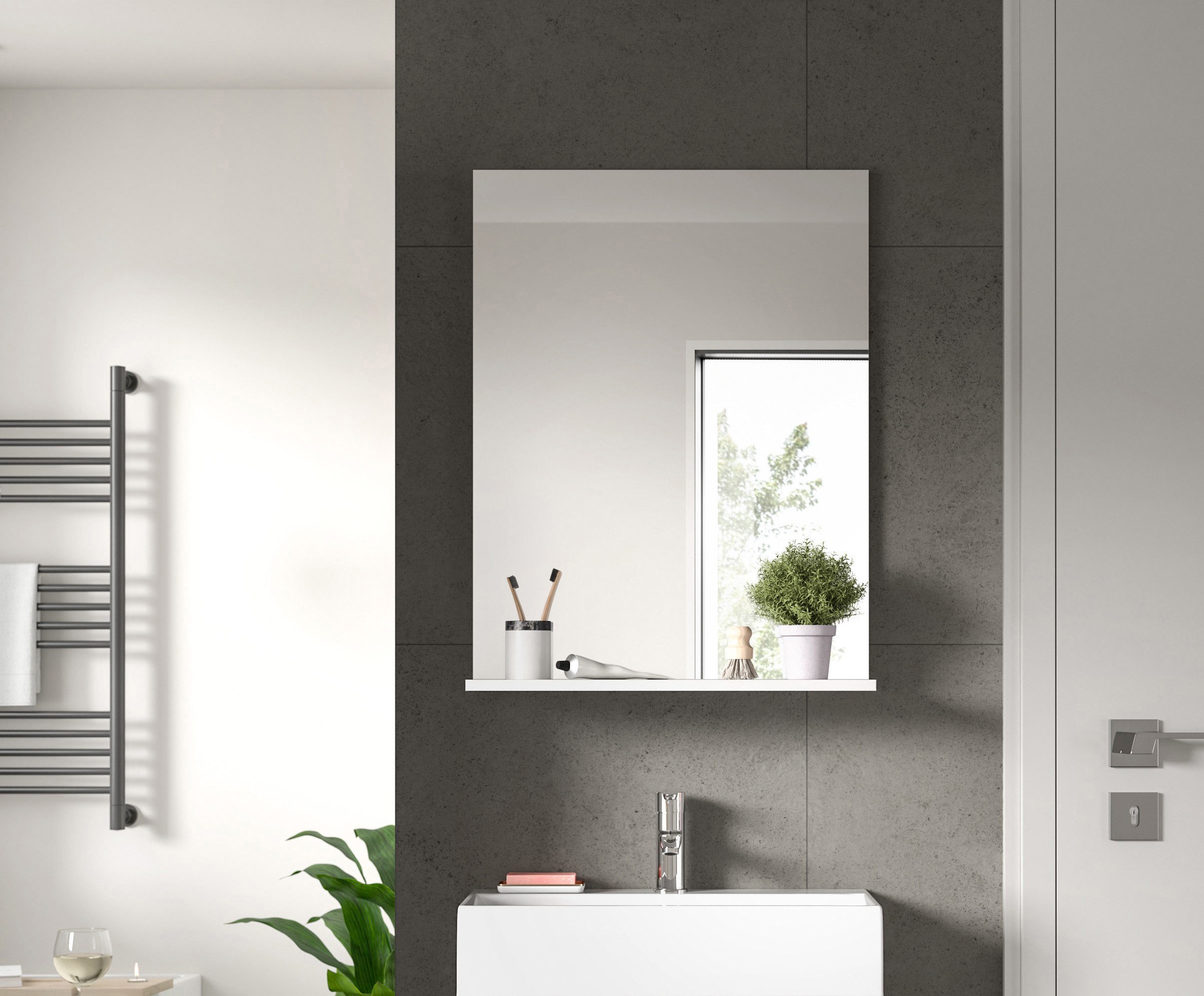 INOSIGN Badspiegel Siena, breedte 60 cm, 1 legplank, hoogwaardig spiegelglas in verschillende kleuren verkrijgbaar, badkamermeubels, spiegel, badkamer