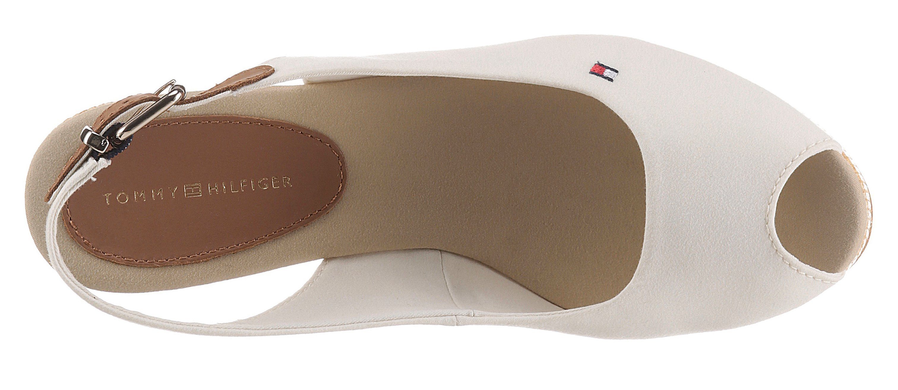 Tommy Hilfiger Sandaaltjes ICONIC ELBA SLING BACK WEDGE zomerschoen, sandaal, sleehak, met jute bekleding