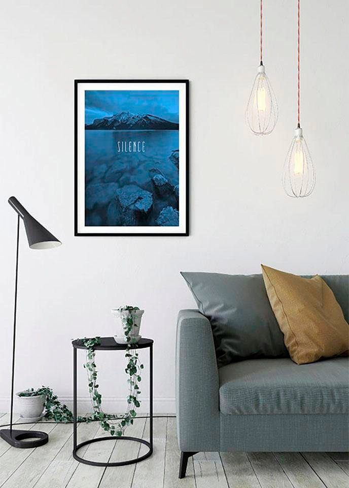 Komar Wanddecoratie Word Lake Silence blue Wanddecoratie - zonder lijst (1 stuk)