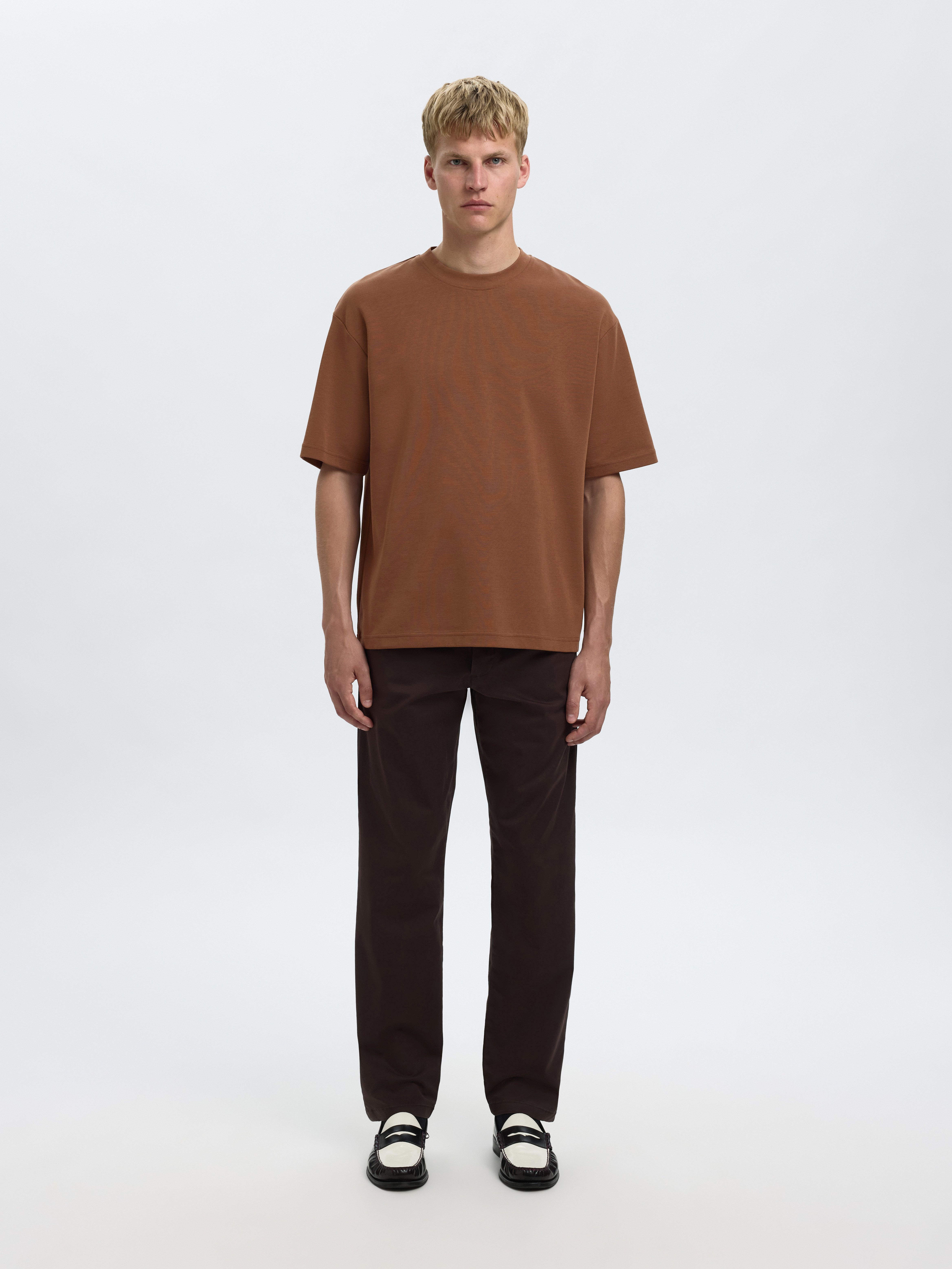 SELECTED HOMME Shirt met ronde hals SLHLOOSEOSCAR SS O-NECK TEE NOOS
