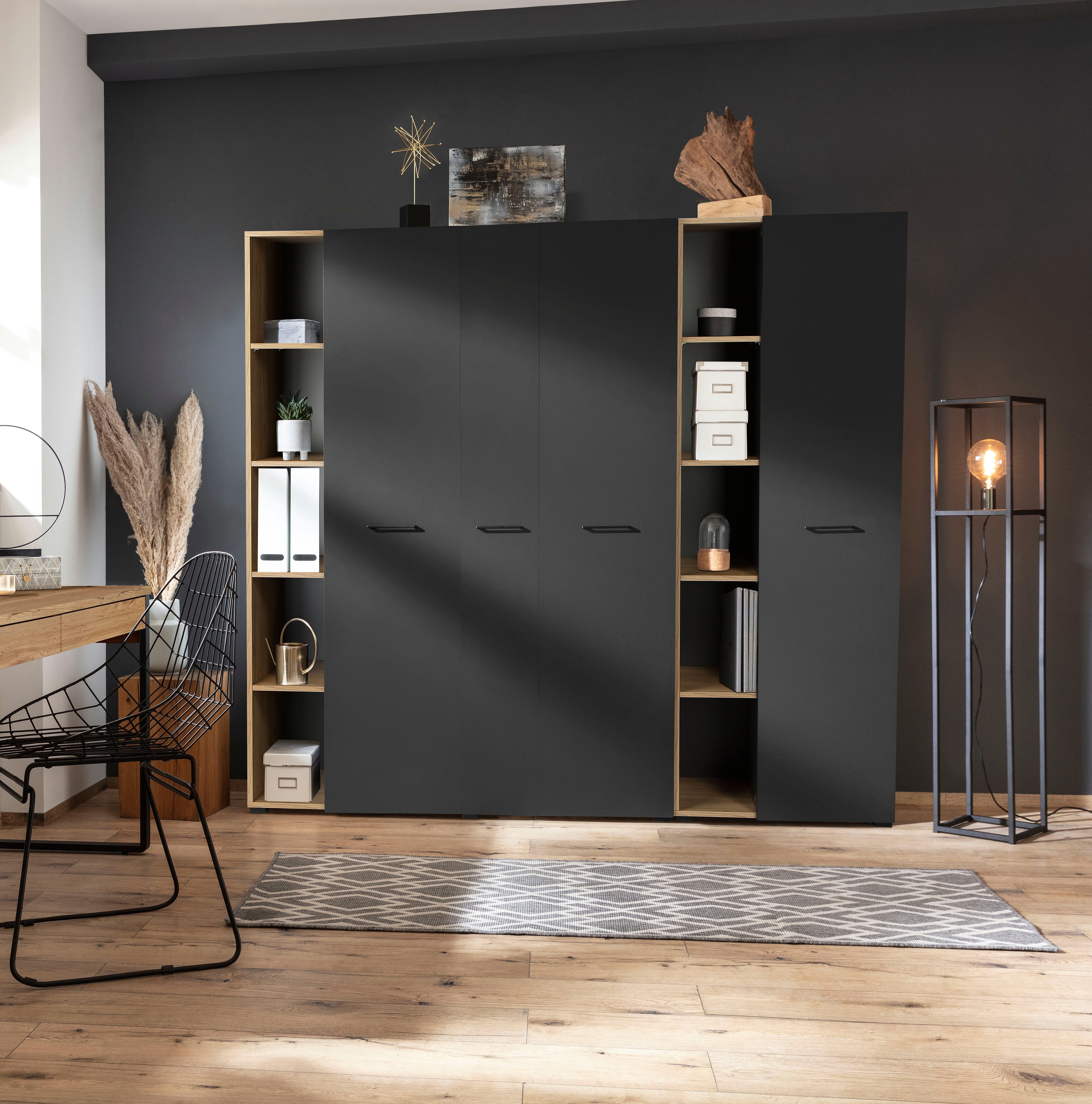 Places of Style Archiefkast Moid, moderne multifunctionele kast, Afmetingen: 64,5 x 41,5 x 175 cm, 5 vakken met veel opbergruimte