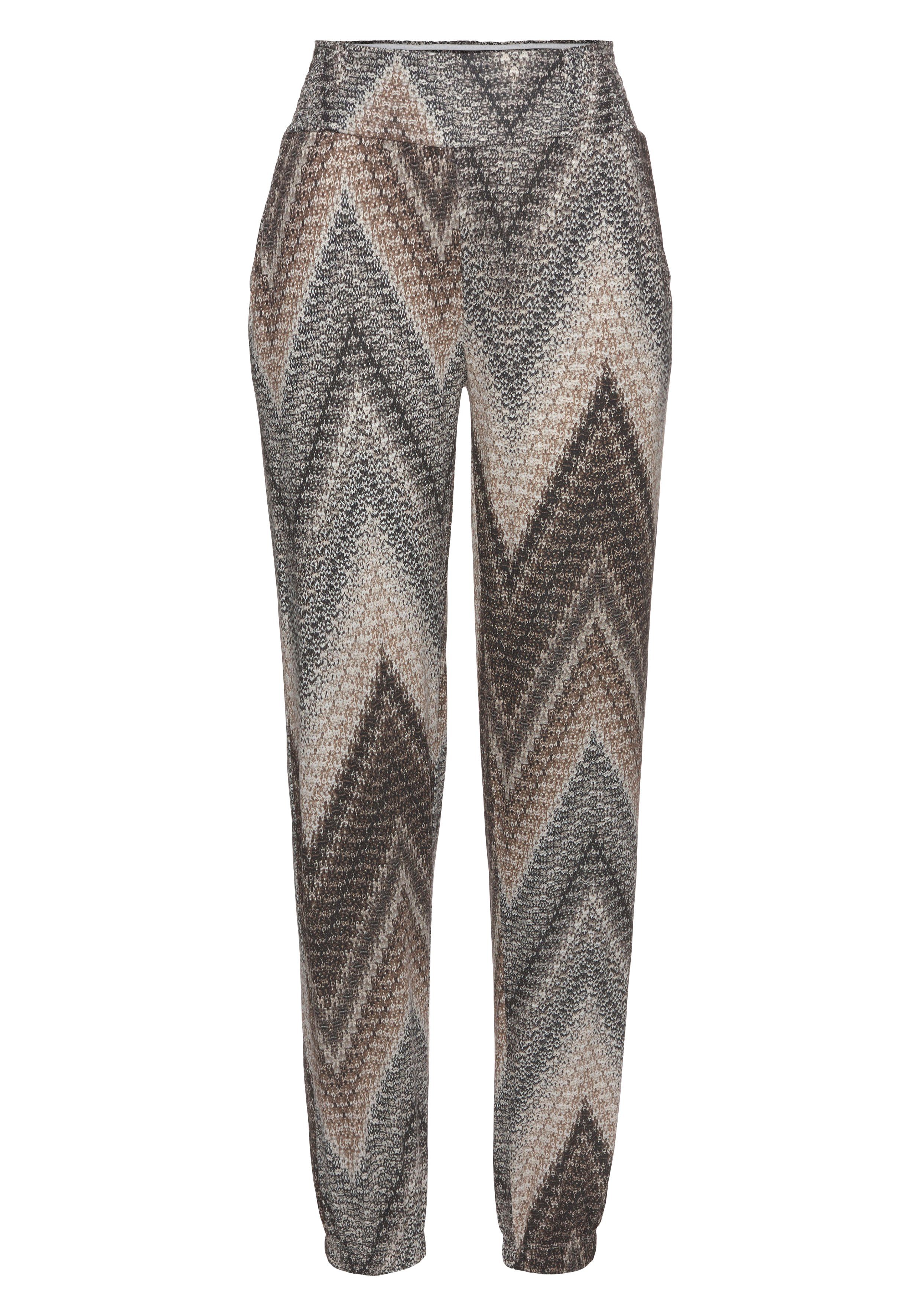 Lascana Jerseybroek met all-over print en zakken, elastische tailleband, strandbroek