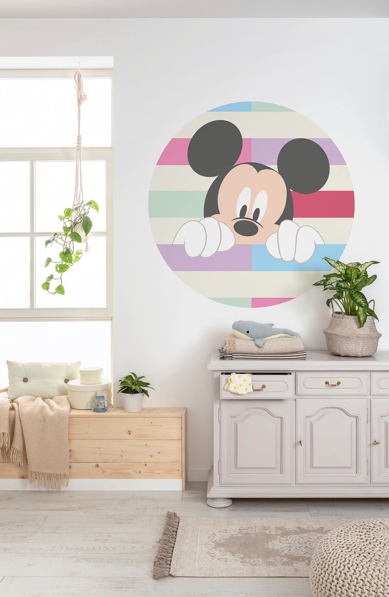 Komar Wandfolie Zelfklevend vlies - Mickey Peek-a-boo - afm. 125 x 125 cm (1 stuk)