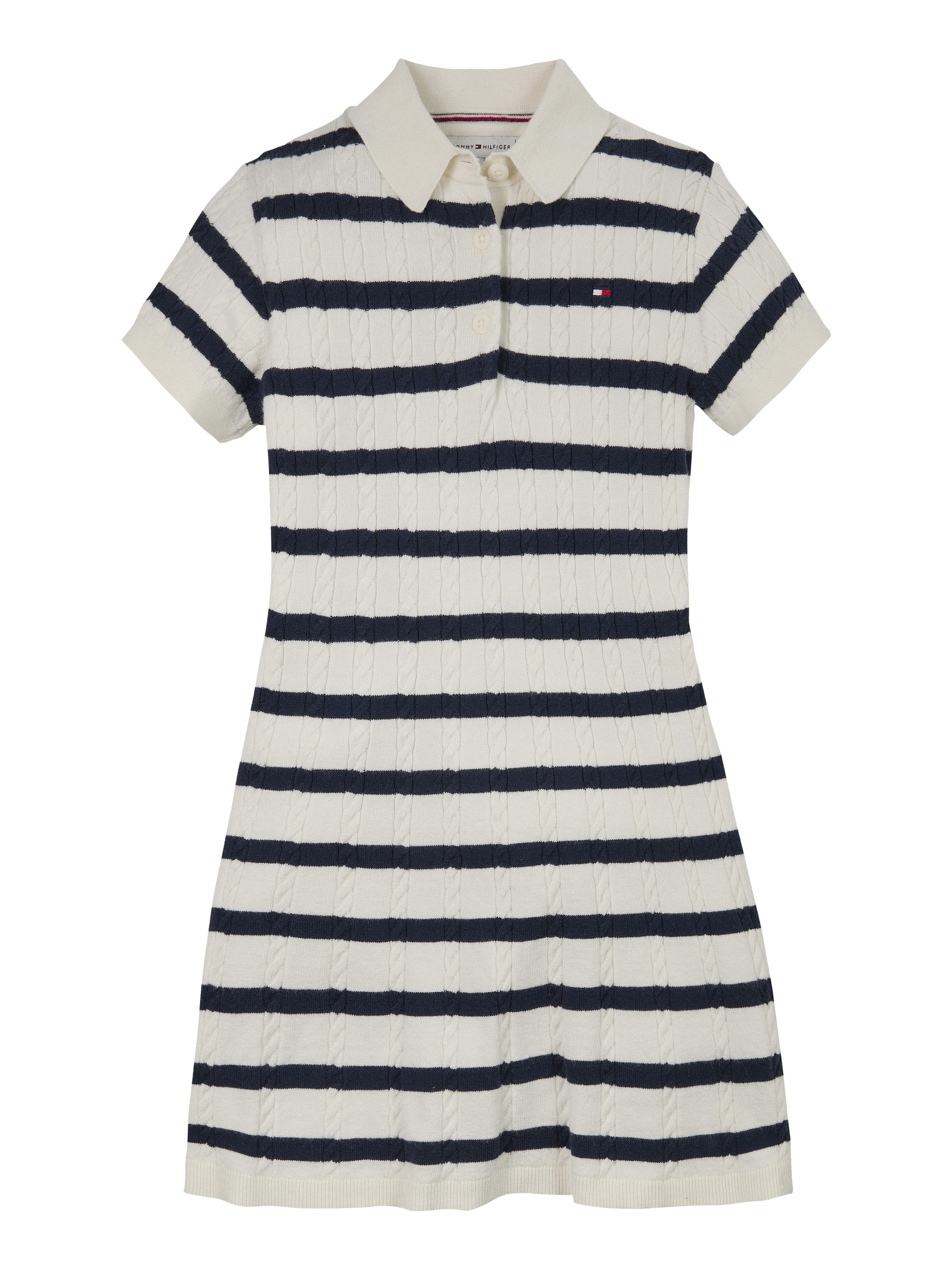 Tommy Hilfiger Gebreide jurk SWEATER DRESS SS met streeppatroon, met kabelpatroon