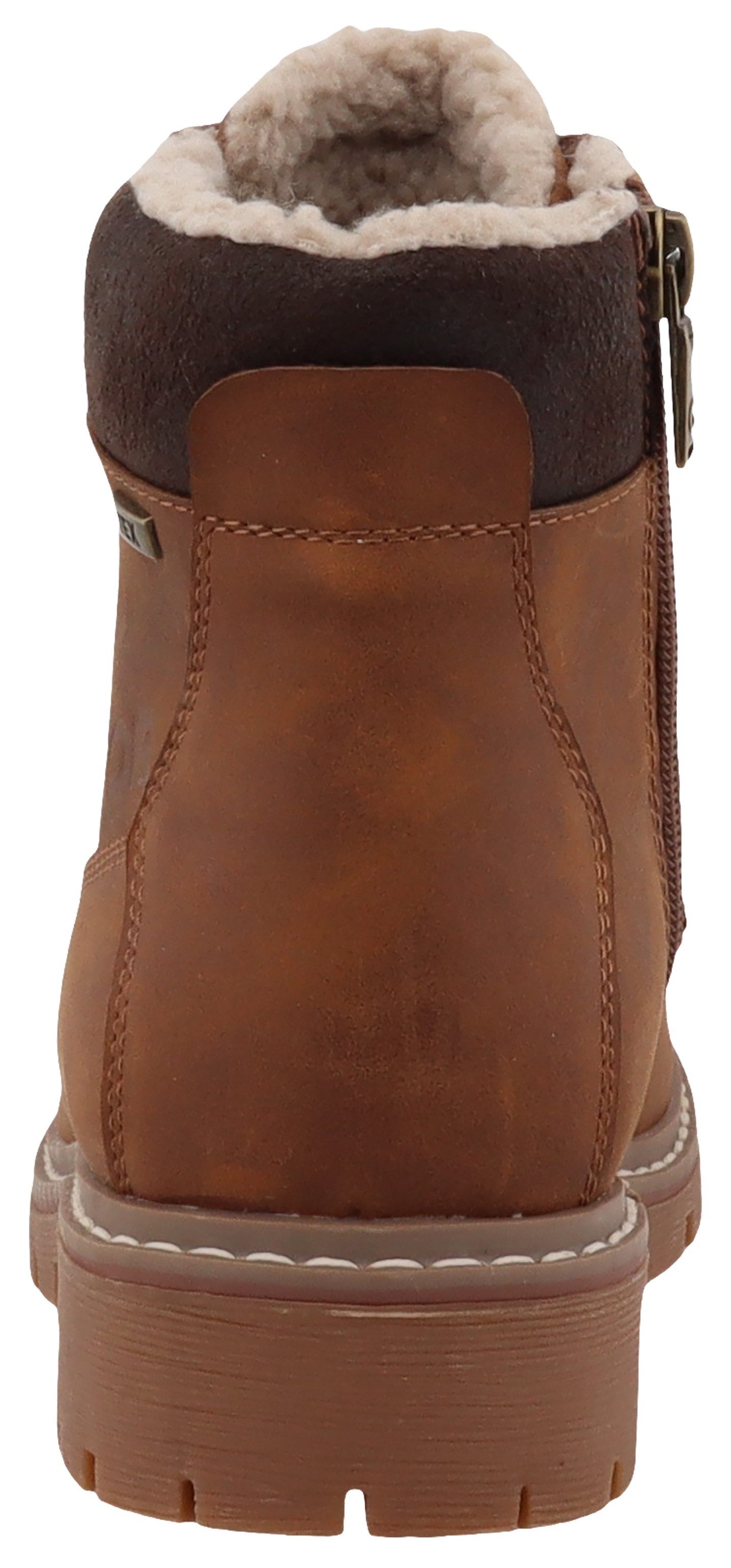 Tom Tailor Winterlaarzen hakken, winter-enkellaars, veterschoenen met logo-decoratie