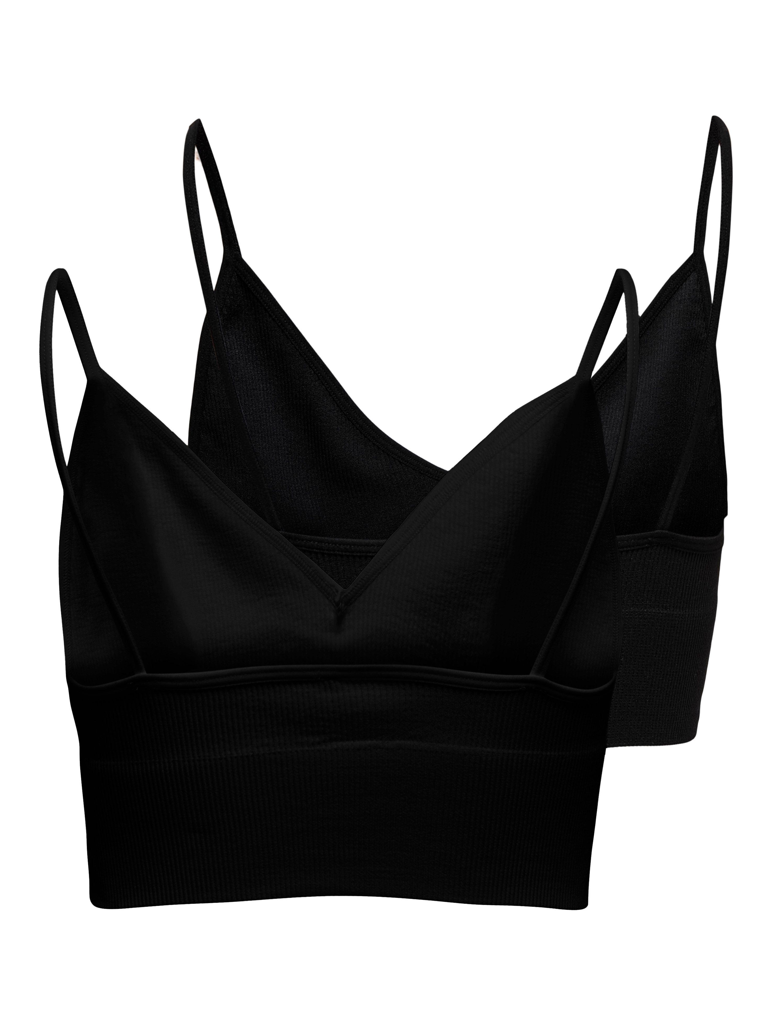 Only Bustier ONLVICKY RIB S-LESS V-NECK 2-PACK TOP (2-delig, Set van 2)