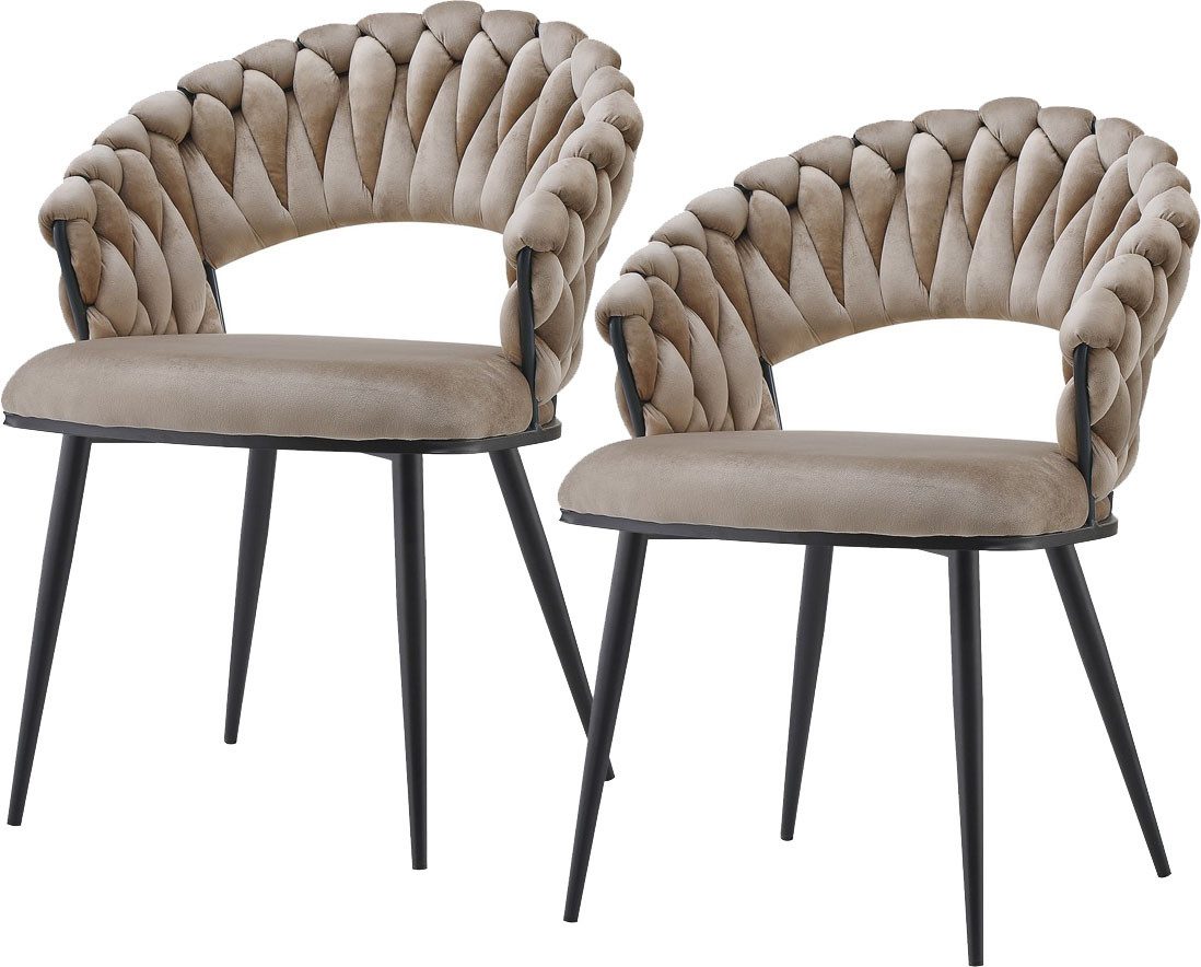 Kayoom Stoel Finesse 125 2-delige set, BESTSELLER! Vlechtwerk op de rug (set, 2 stuks)