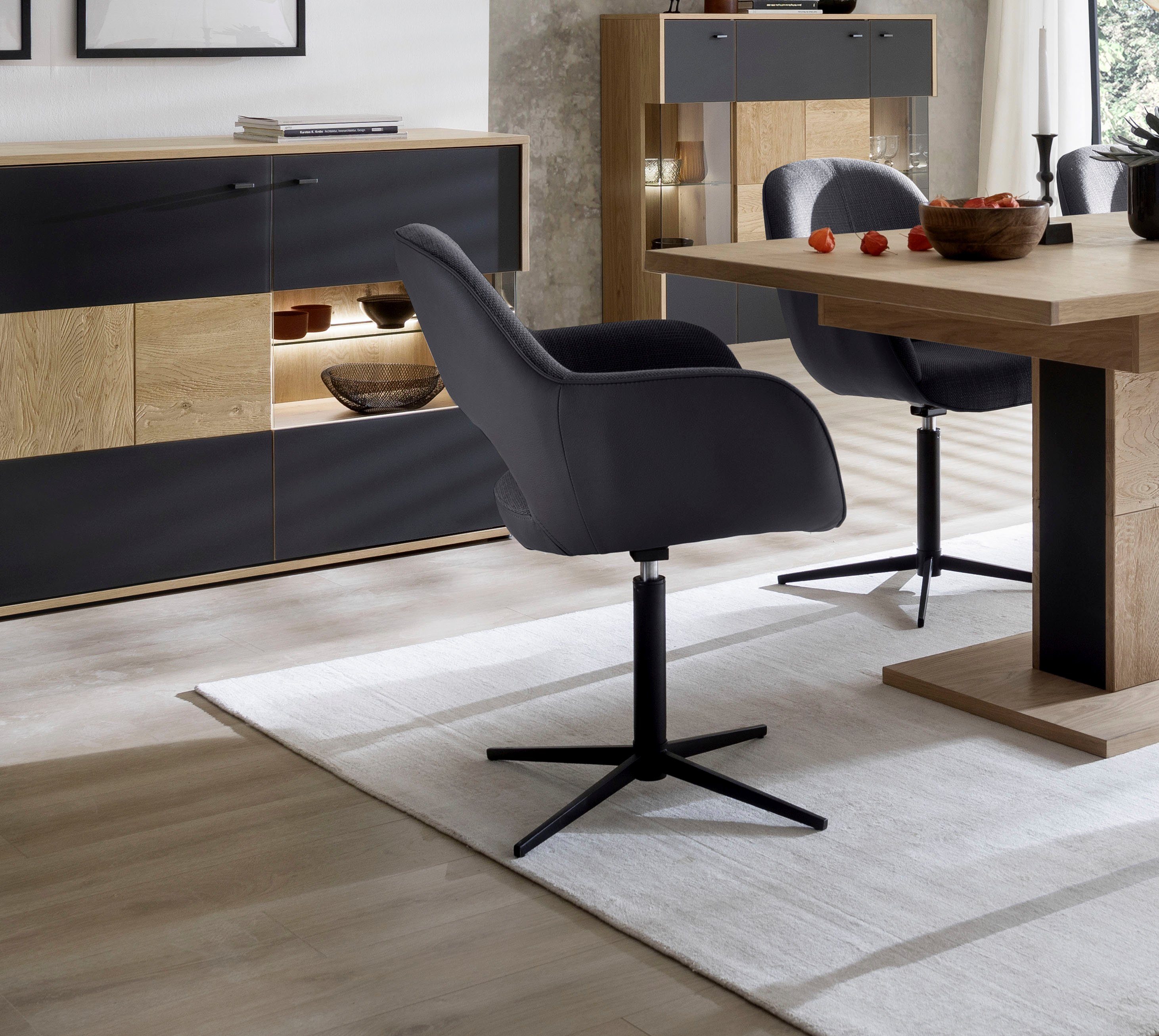 MCA furniture Eetkamerstoel MELROSE Stoel 360o draaibaar met nivellering (set, 2 stuks) 4 poot stoelen grijs