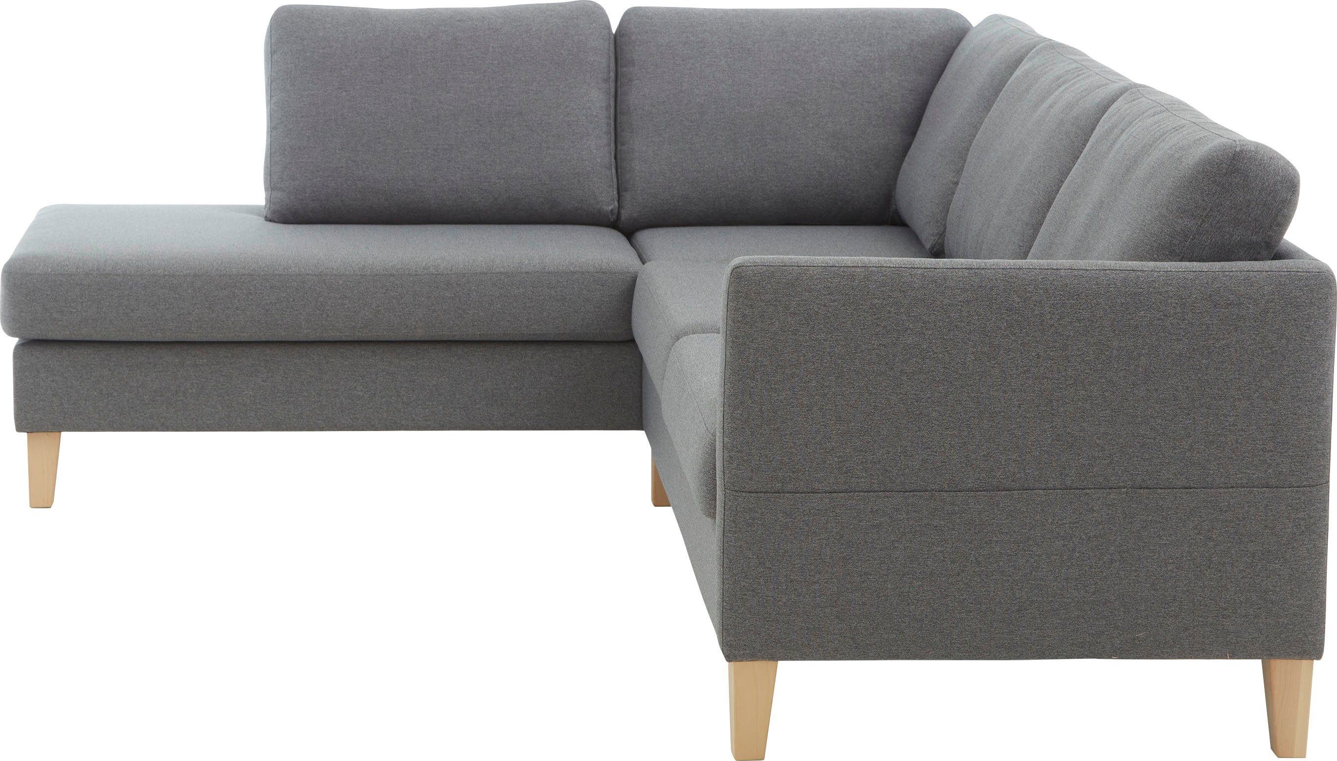 ATLANTIC home collection Hoekbank Mailo L-vorm met zakken opzij en ottomane, met massief houten poten