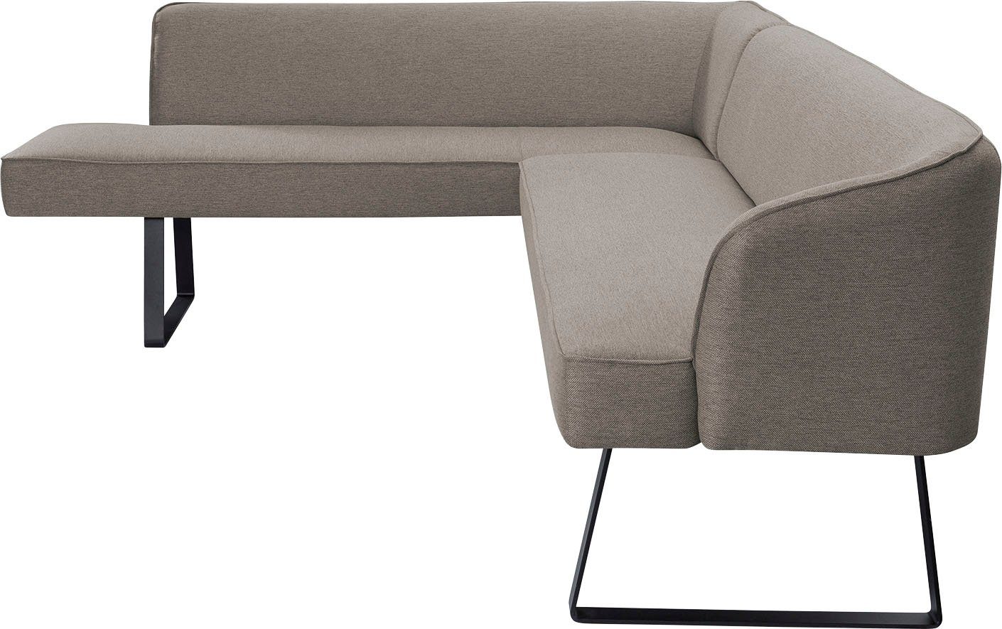 exxpo - sofa fashion Hoekbank Americano met opstaande naad en metalen poten, bekleding in verschillende kwaliteiten
