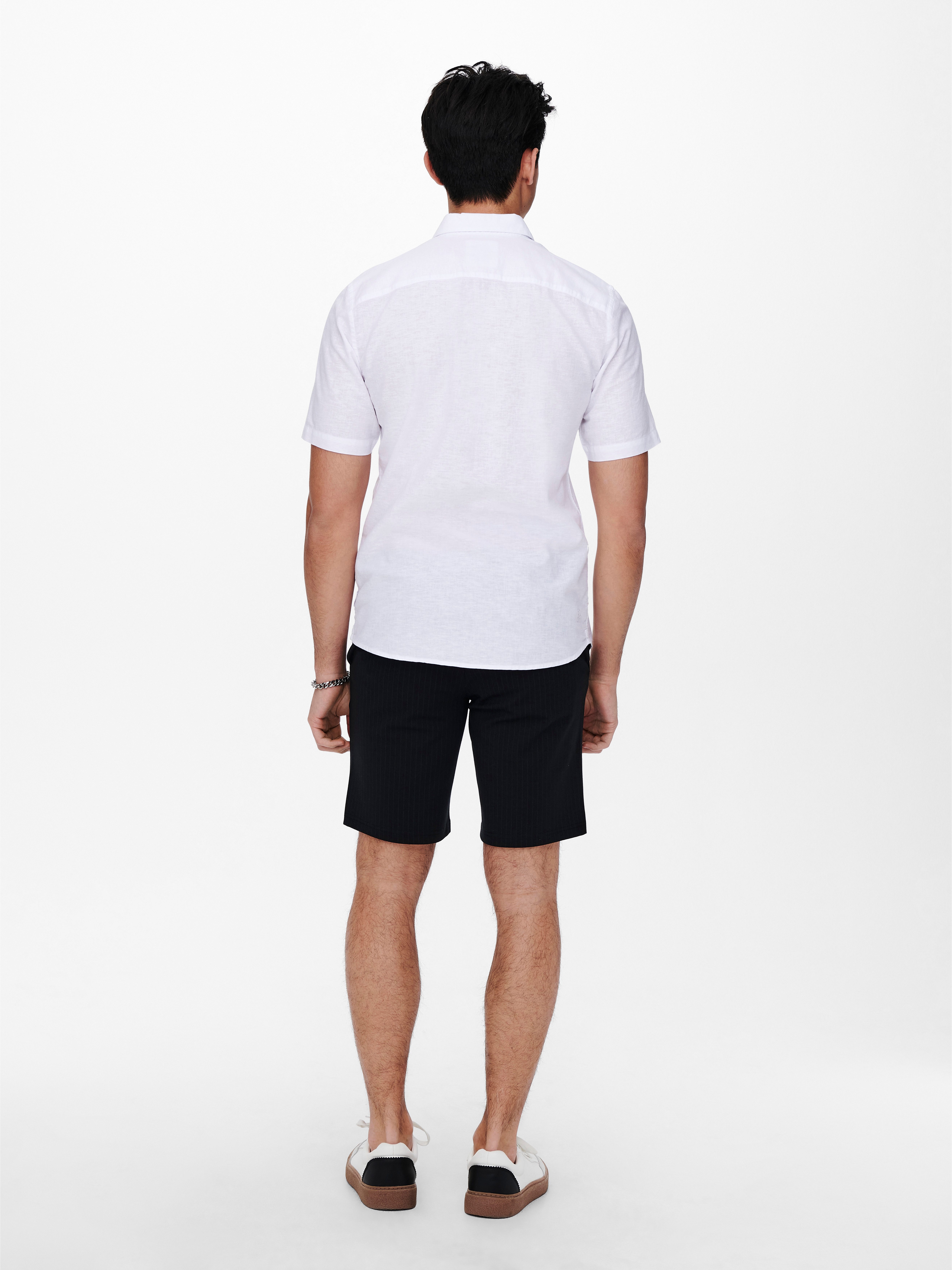 ONLY & SONS Overhemd met korte mouwen ONSCAIDEN SS SOLID LINEN SHIRT NOOS