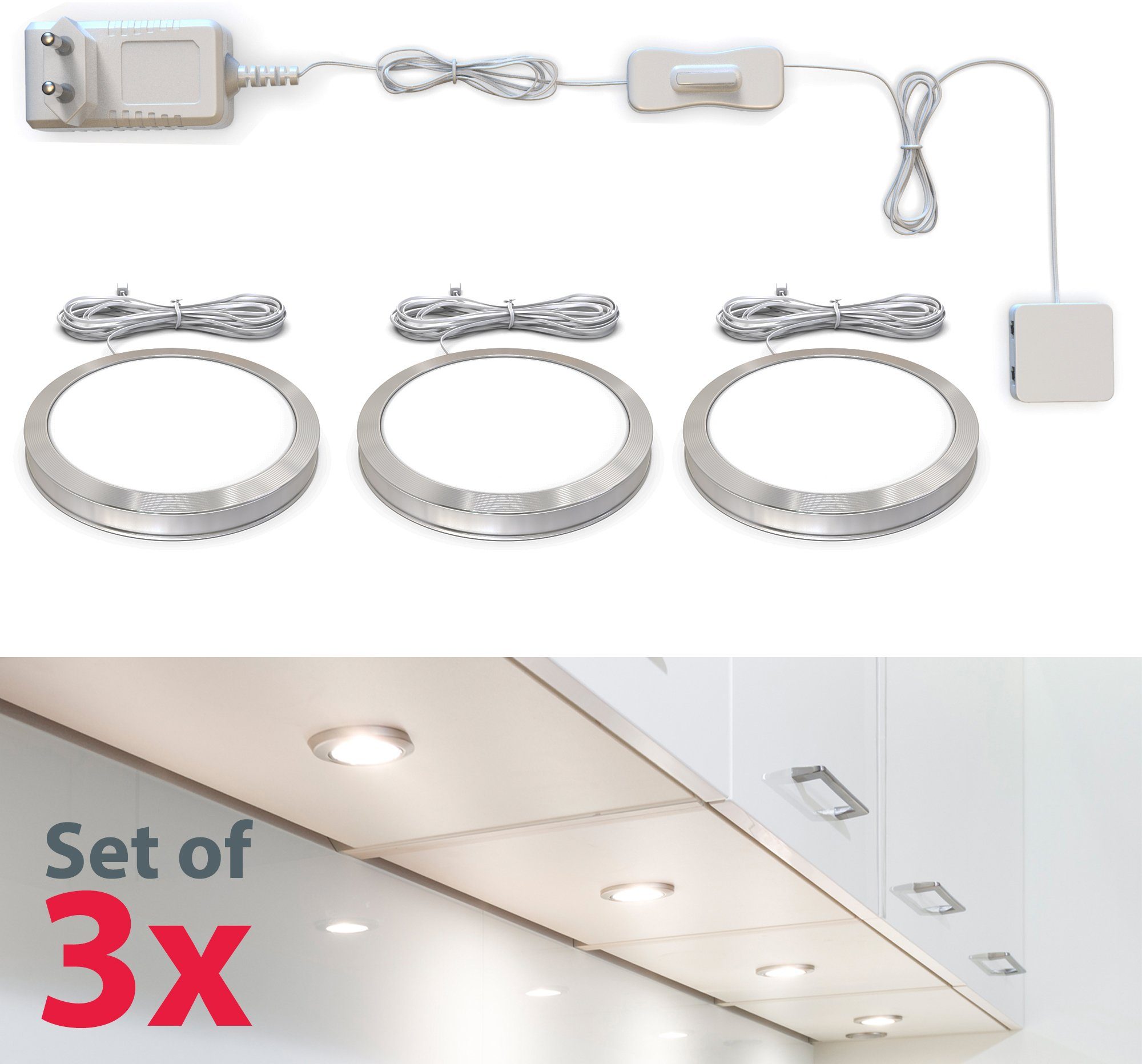 B.K.Licht Verlichting voor onderkast LED kastlicht, keuken, SET incl. LED module 2W 170lm 3000K
