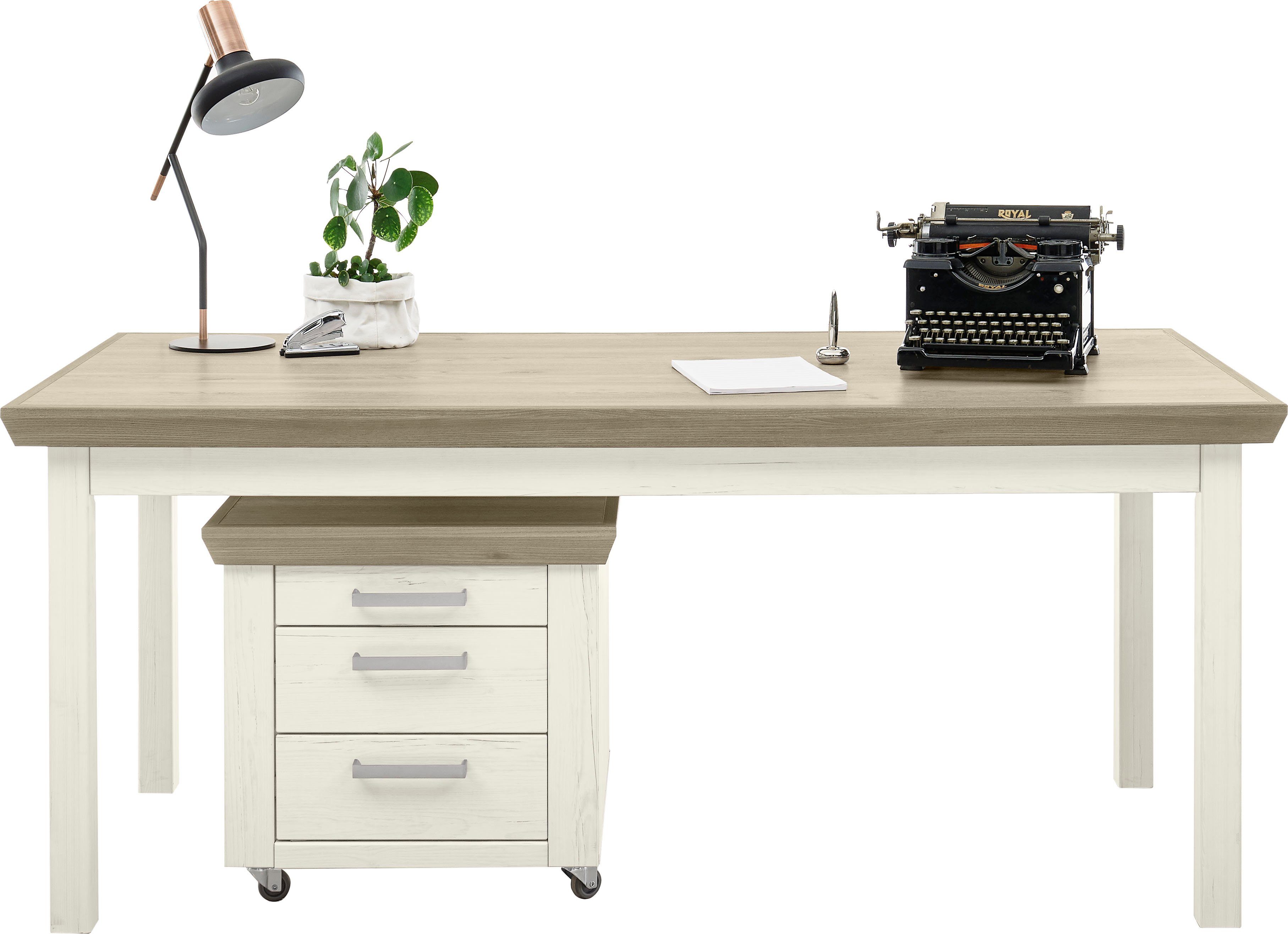 set one by Musterring Set kantoormeubelen York Tafel breedte 180 cm (2-delig) kantoorsets wit
