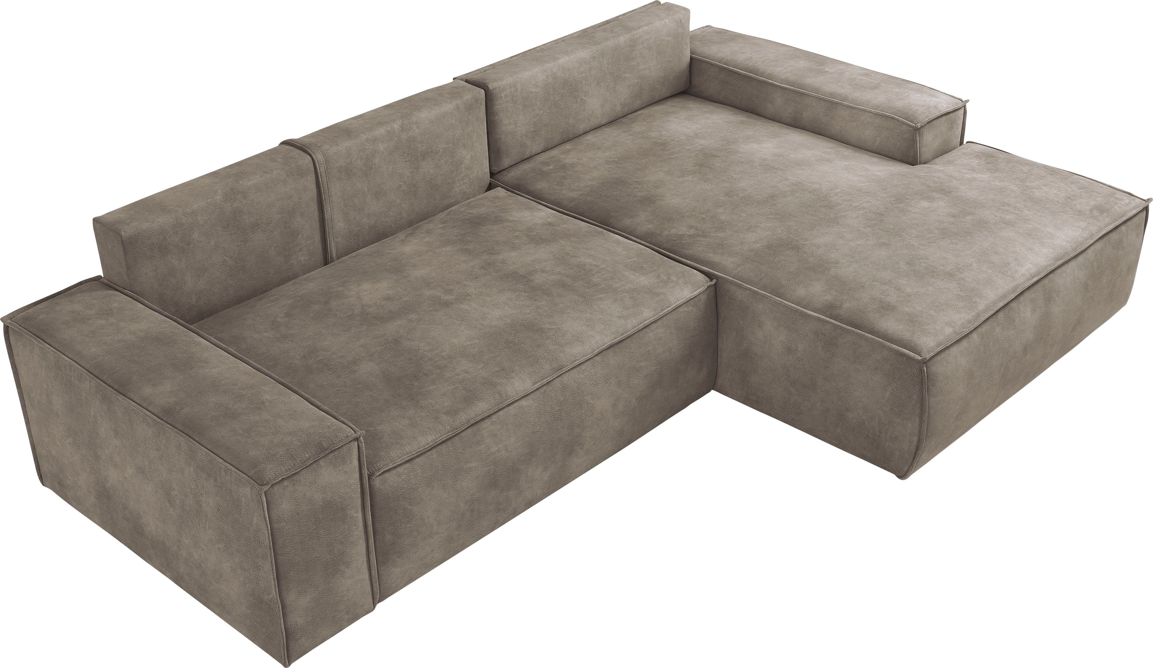 Home affaire Hoekbank SHERWOOD bedbank 267 cm, L-model, Slaapfunctie met bedlade (210x136 cm), cord, vintage, fluweel