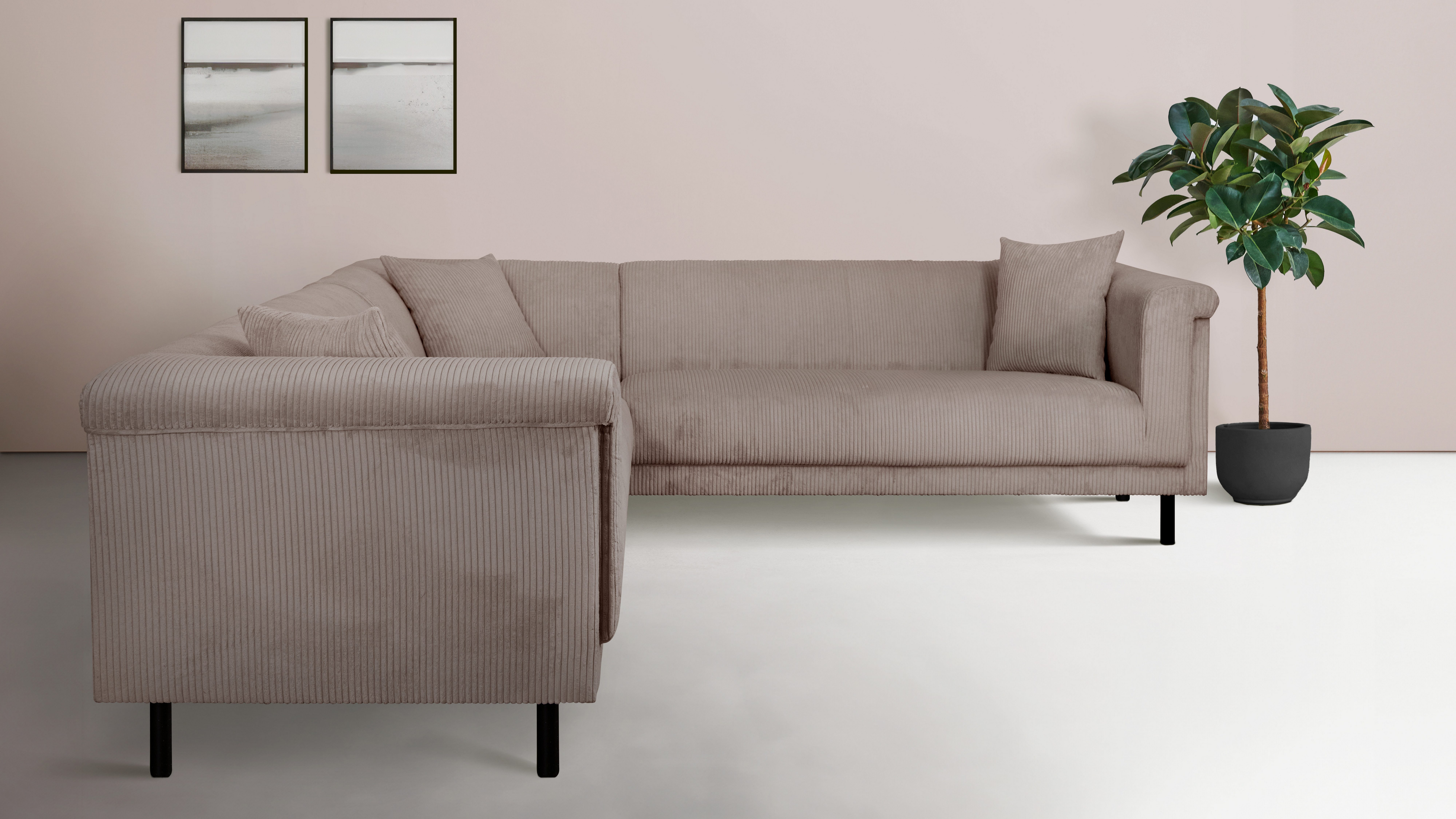 INOSIGN Hoekbank AGNIA L-vorm BxDxH: 244x244x71 cm incl. sierkussen, gelijkbenig, ook in cord