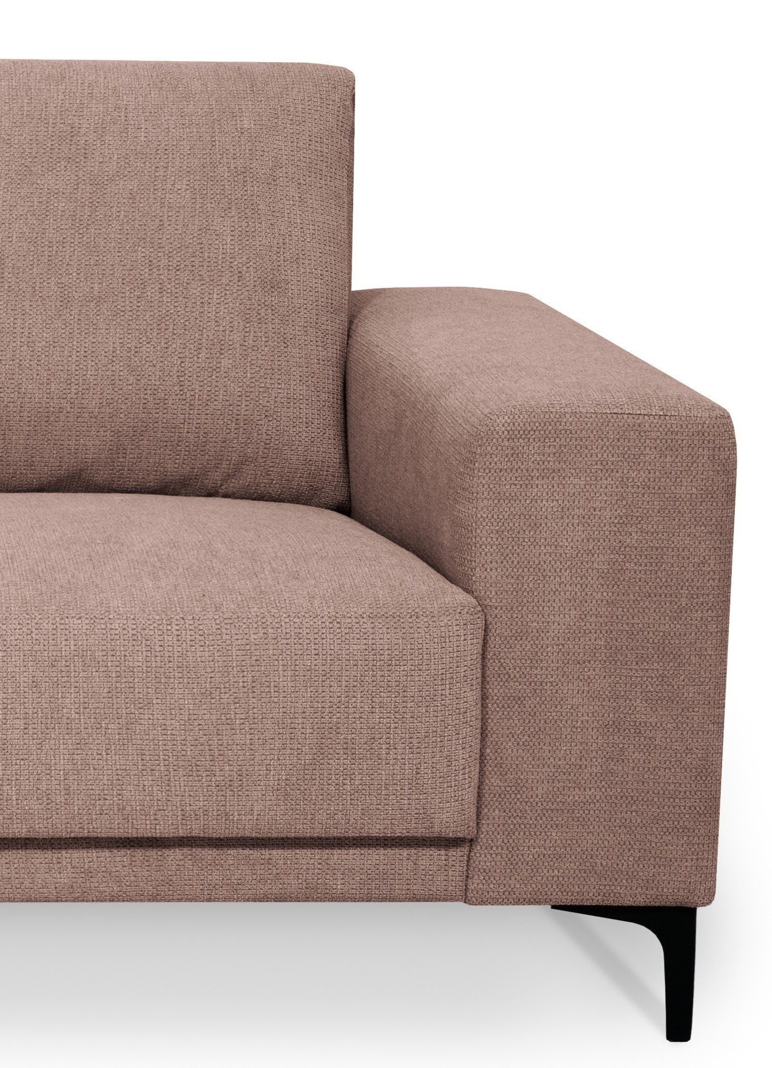 Places of Style Hoekbank Xander, L-model, Breedte 280 cm, soft-touch chenille, zwarte metalen voeten