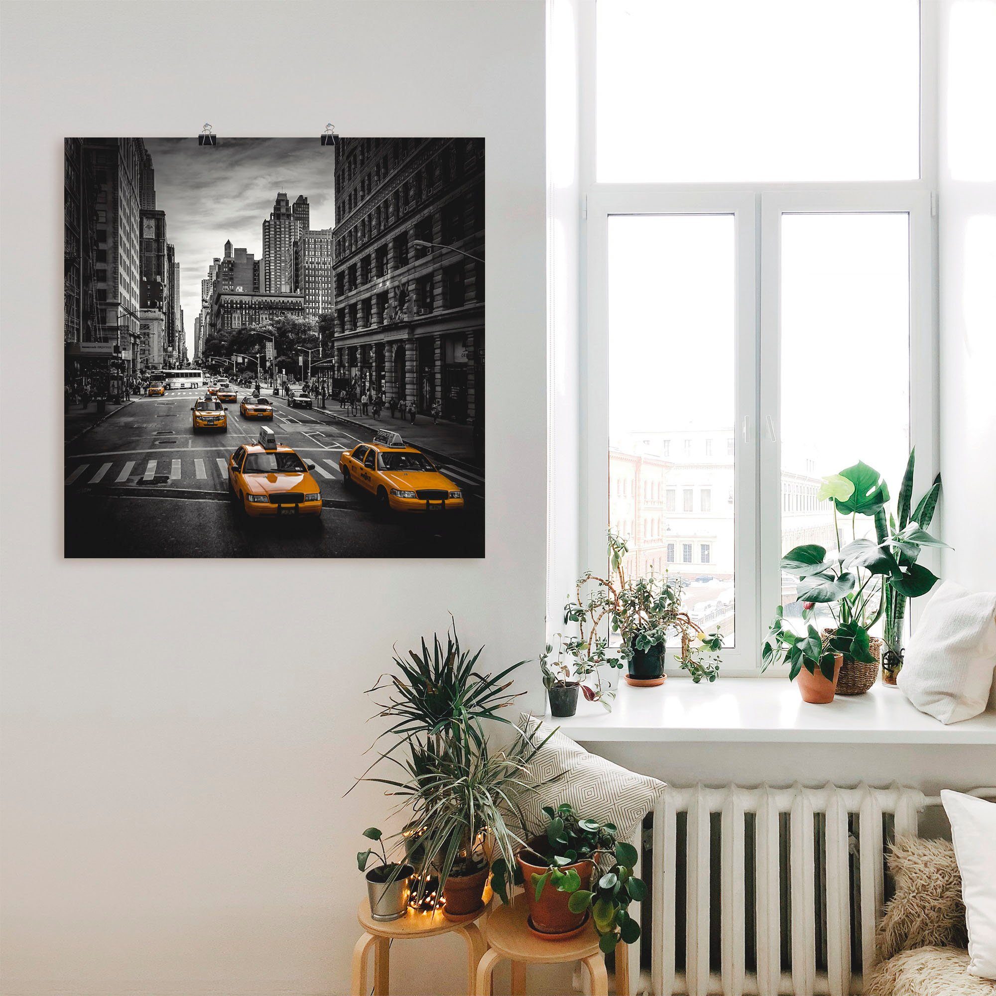 Artland Artprint New York City Verkeer 5th Avenue als artprint van aluminium, artprint voor buiten, artprint op linnen, poster, muursticker