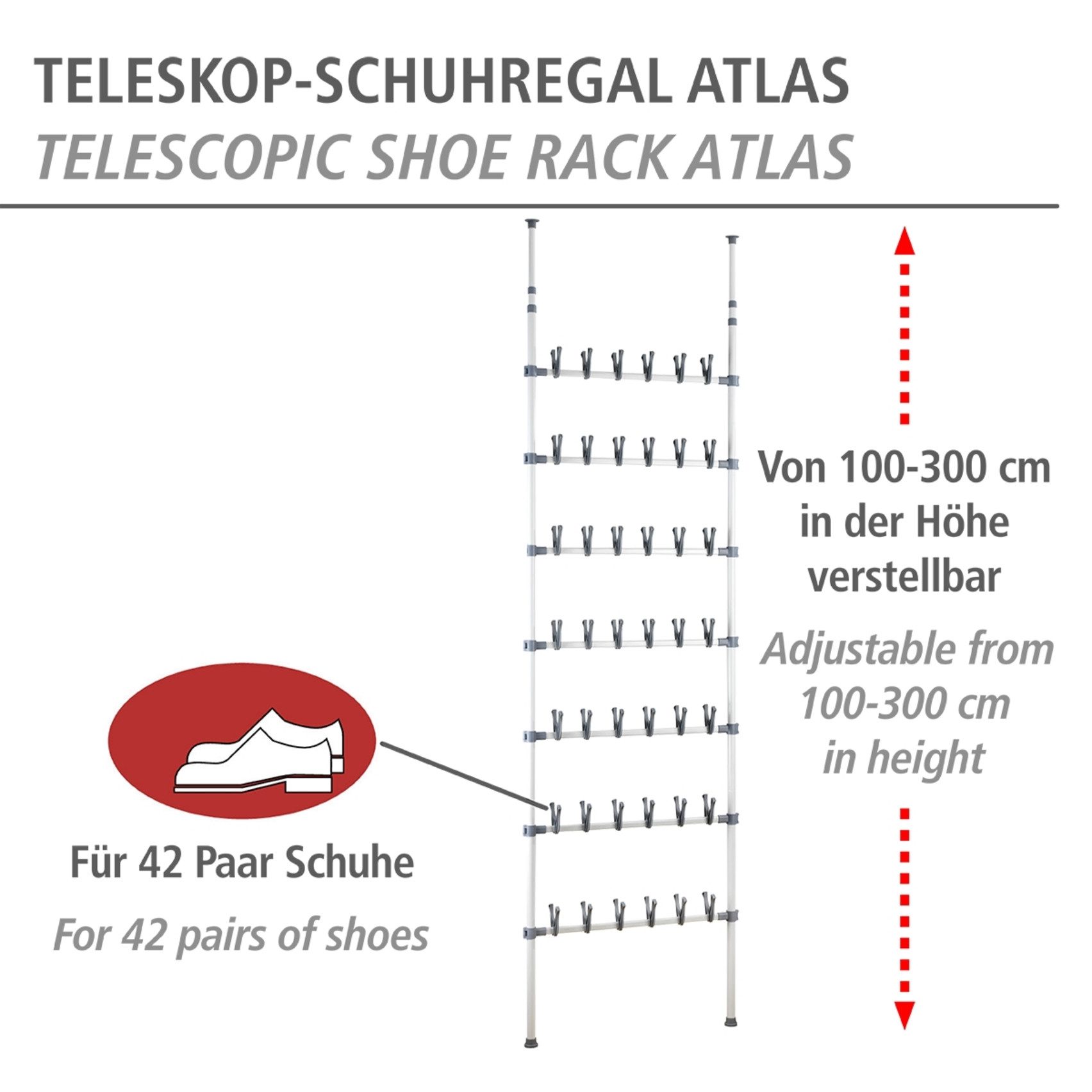WENKO Schoenenrek Model Atlas in hoogte verstelbaar