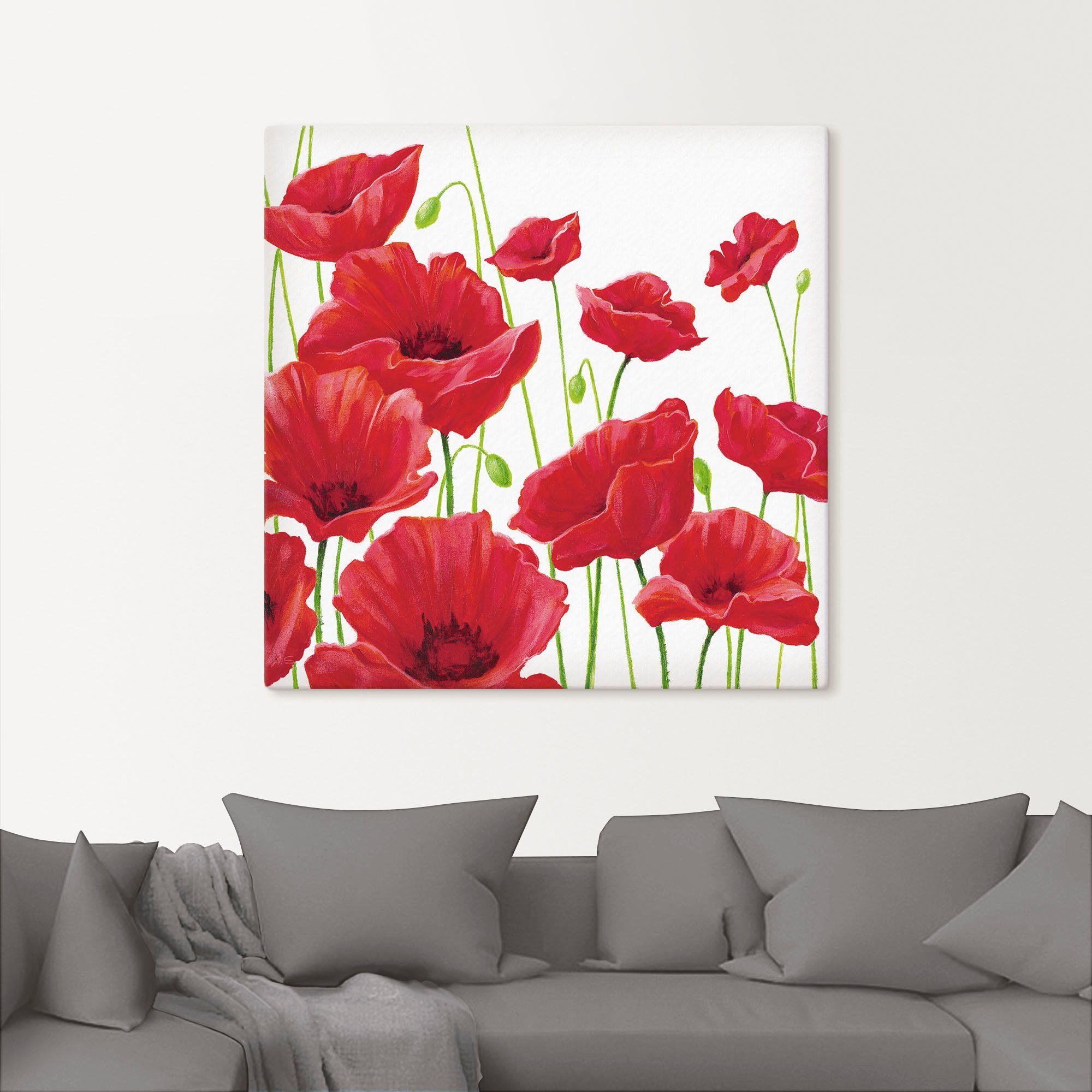 Artland Artprint Rode klaprozen I als artprint van aluminium, artprint voor buiten, artprint op linnen, poster, muursticker
