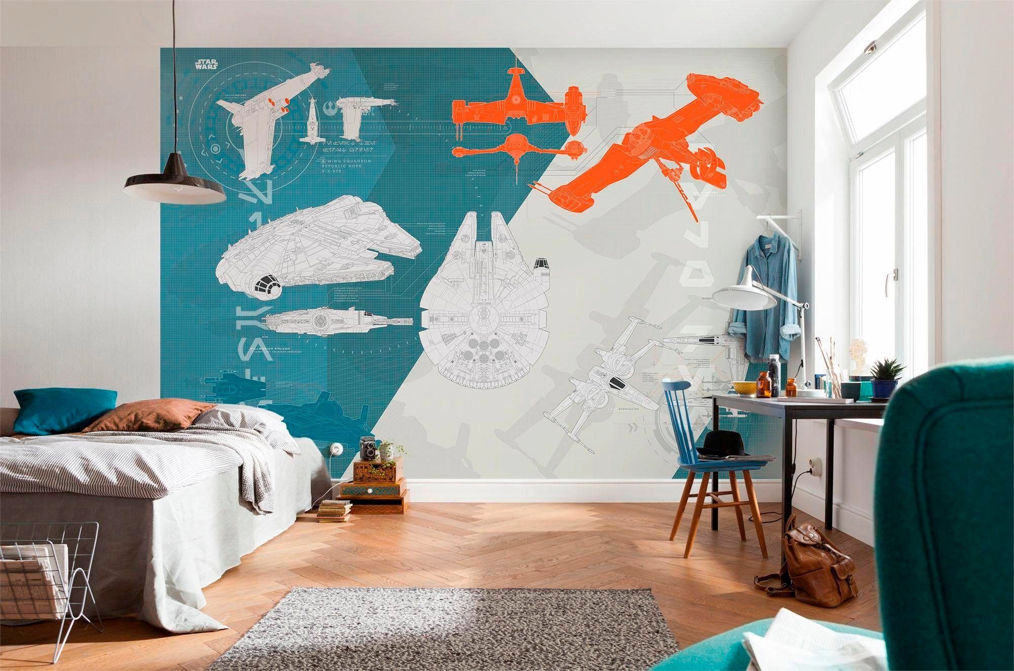 Komar Fotobehang STAR WARS Technical Plan - Afmeting 368 x 254 cm (set)