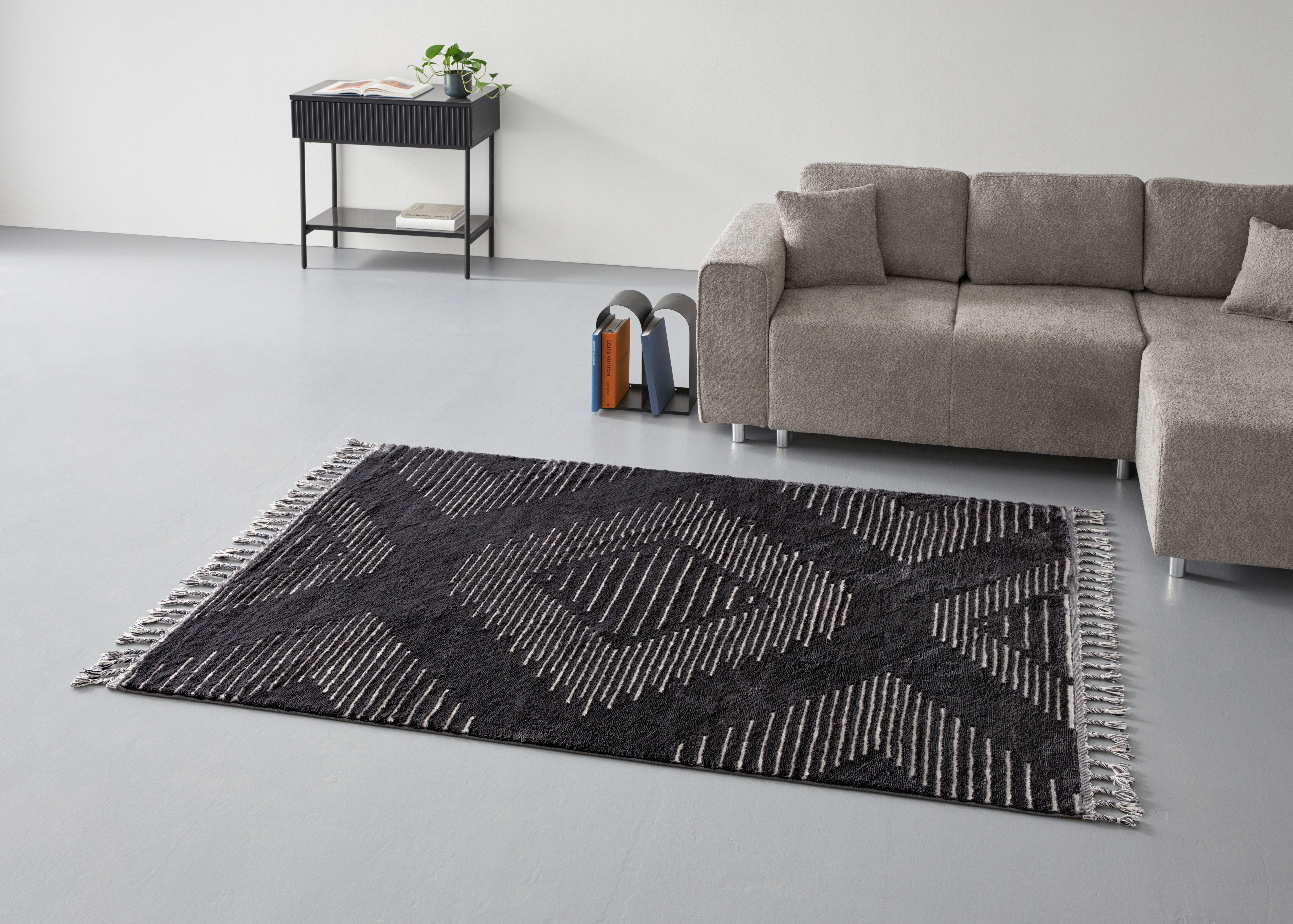 Guido Maria Kretschmer Home&Living Vloerkleed Yule Hoog-laag effect met franjes, onderhoudsvriendelijk, elegant, zachte touch
