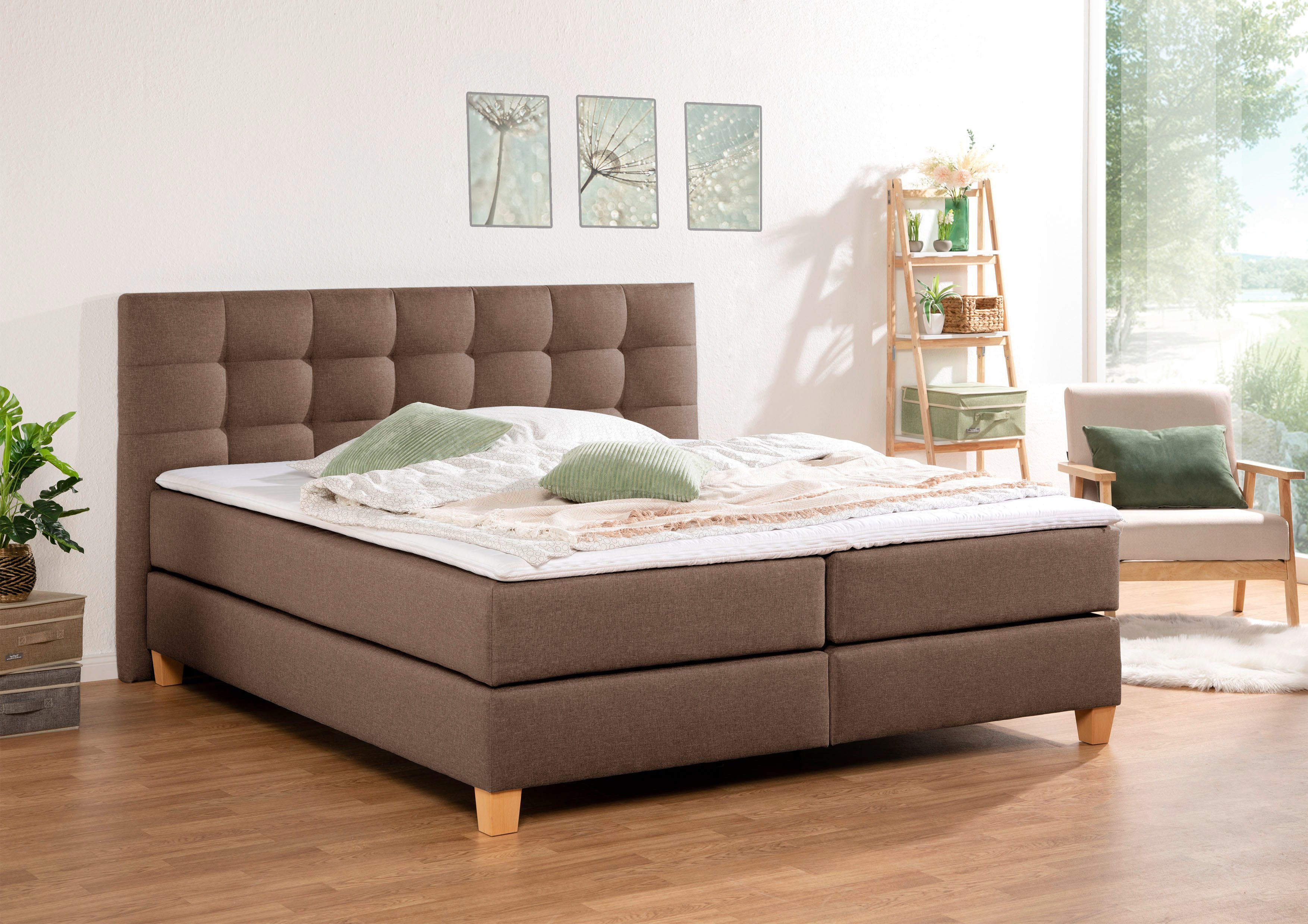 Home affaire Boxspring Moulay incl. topmatras, in extra lang 220 cm, 3 hardheden, ook in h4