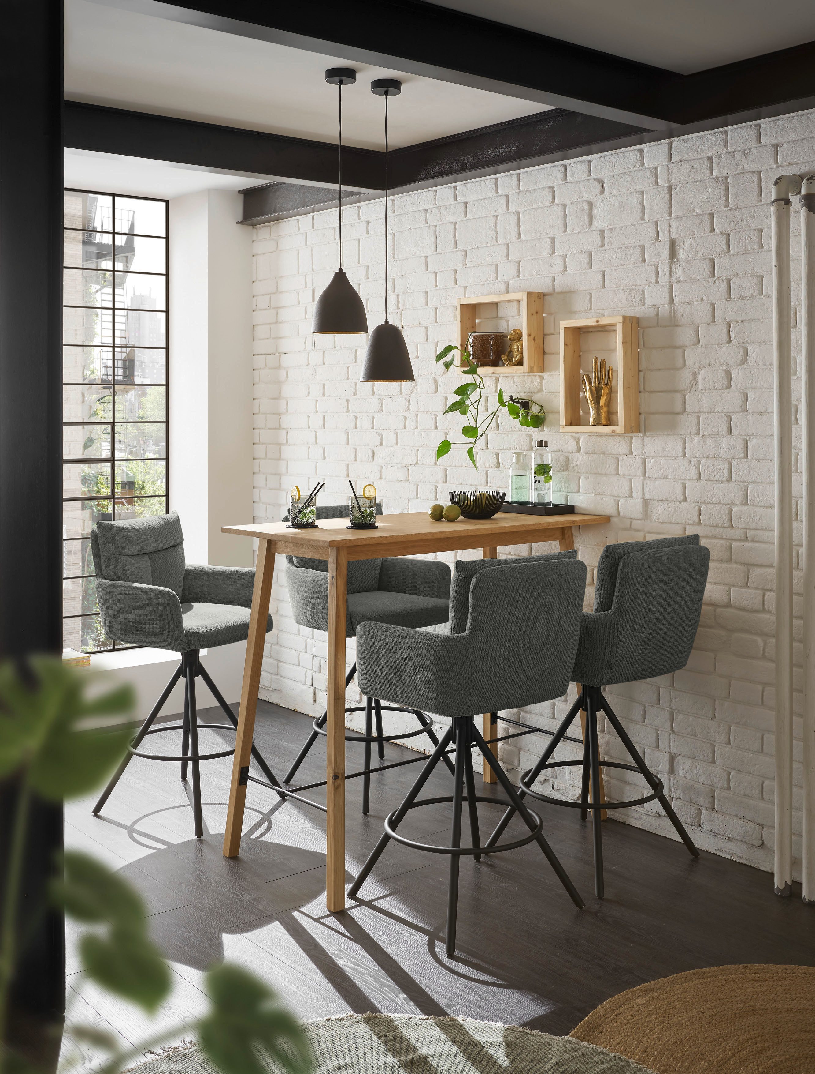 Stolkom Bartafel Jules eik massief hout geolied, hoge tafel BxHxD 120x104x60 cm