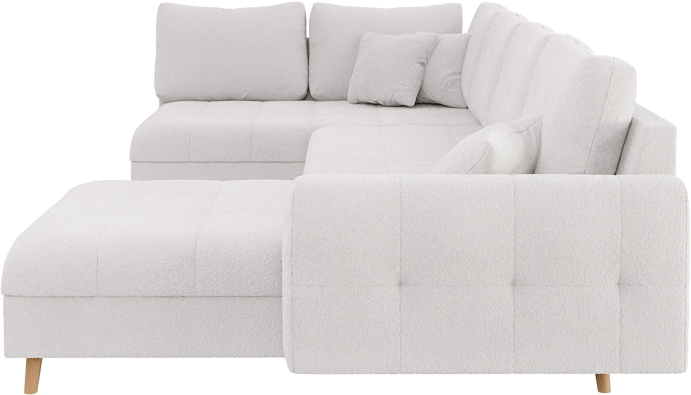 Home affaire Zithoek CHARRE U-vorm met ottomane, afmetingen B/D/H: 310/161/81 cm fijne stiksels, losse rug- en sierkussens, ook in cord en bouclé
