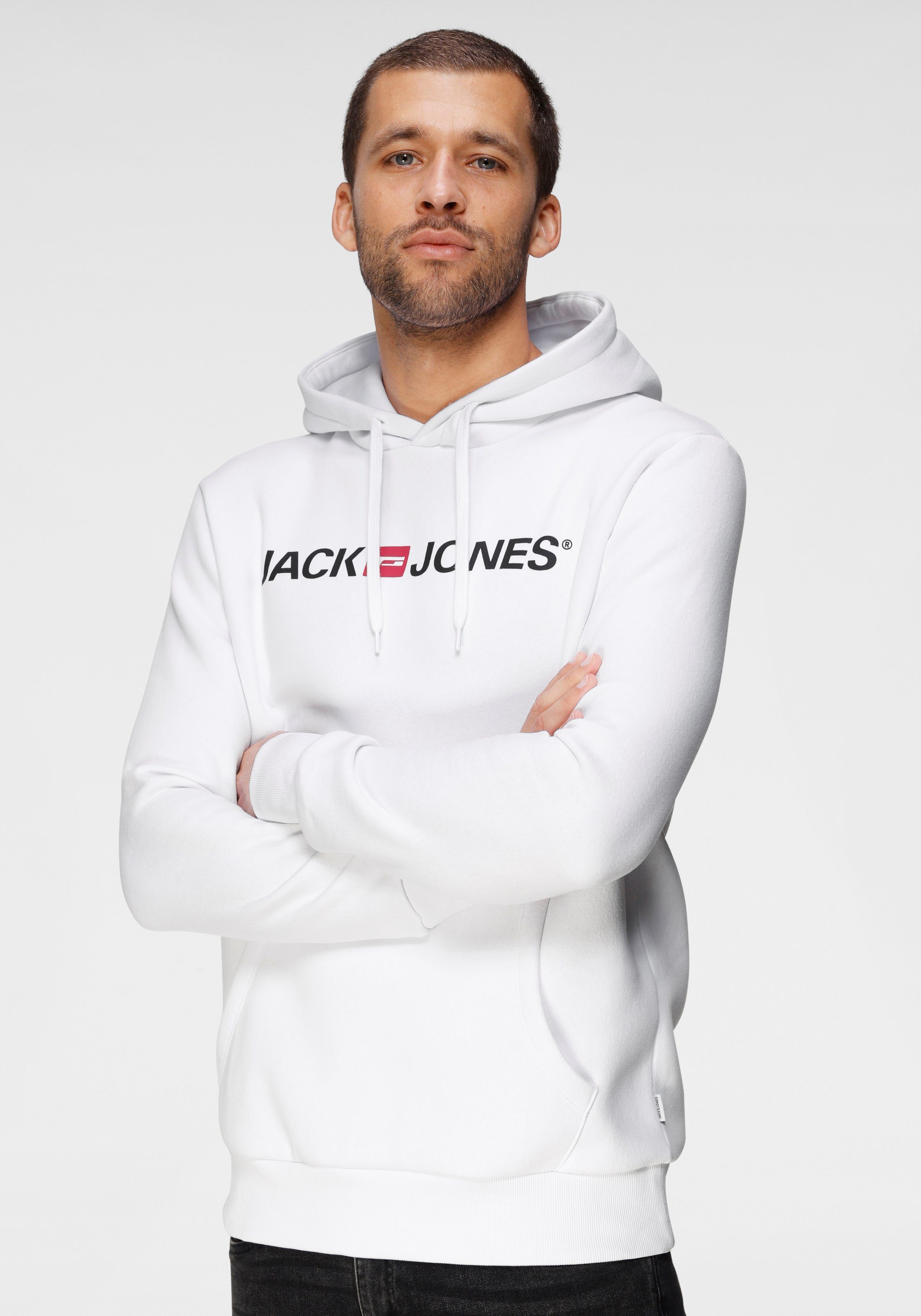 jack  jones hoodie logo hoodie oldschool wit
