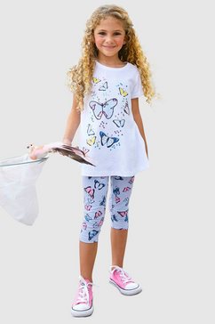 kidsworld shirt  legging met vlindermotief (set) wit