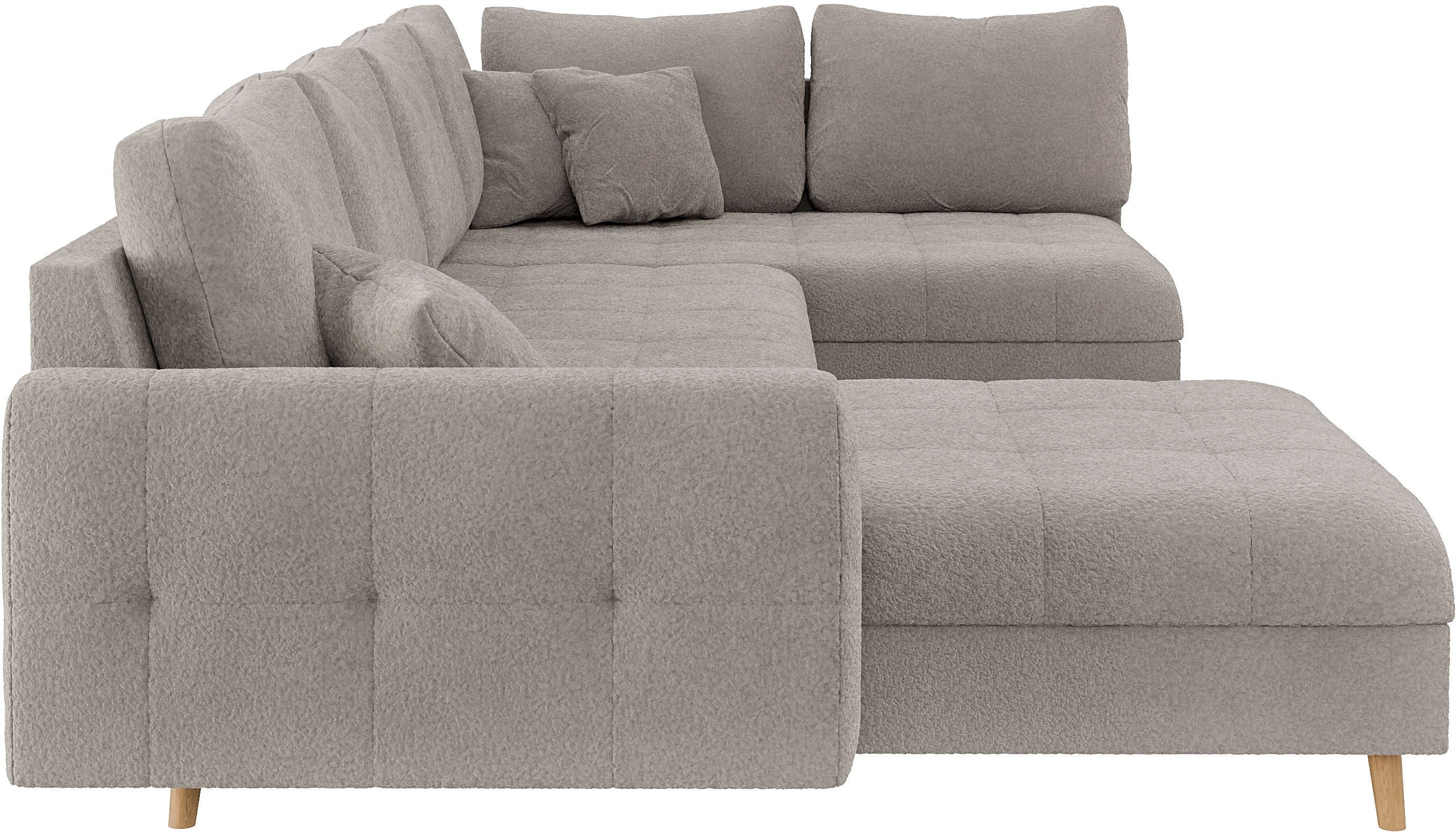 Home affaire Zithoek CHARRE U-vorm met ottomane, afmetingen B/D/H: 310/161/81 cm fijne stiksels, losse rug- en sierkussens, ook in cord en bouclé